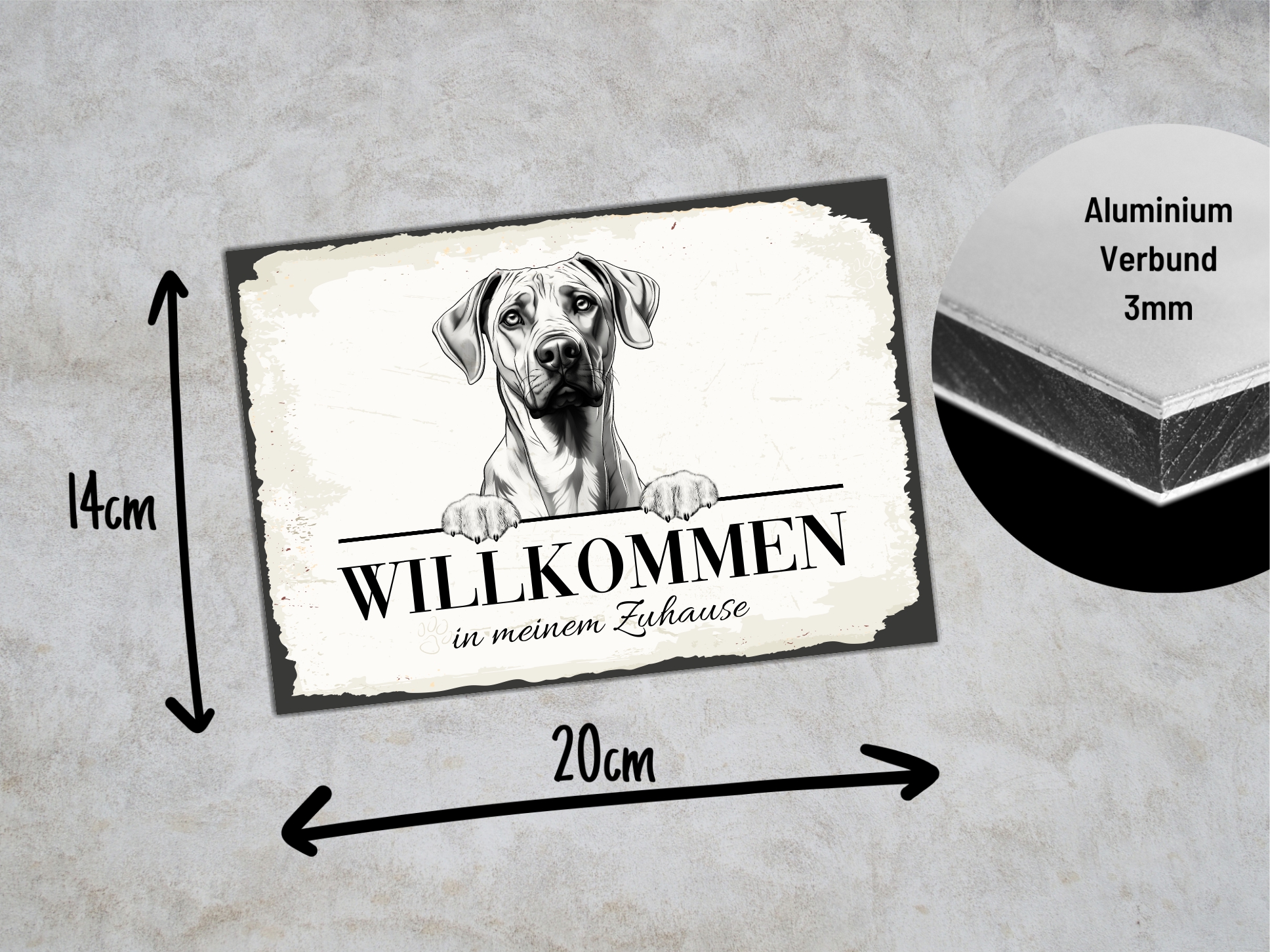 Hundeschild Willkommen Zuhause Ridgeback Dog Schild Spruch Türschild  Warnschild