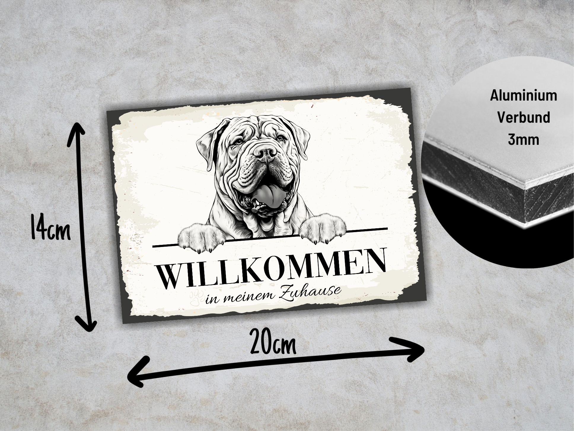 Hundeschild Willkommen Zuhause Shar Pei Faltenhund Schild Achtung
