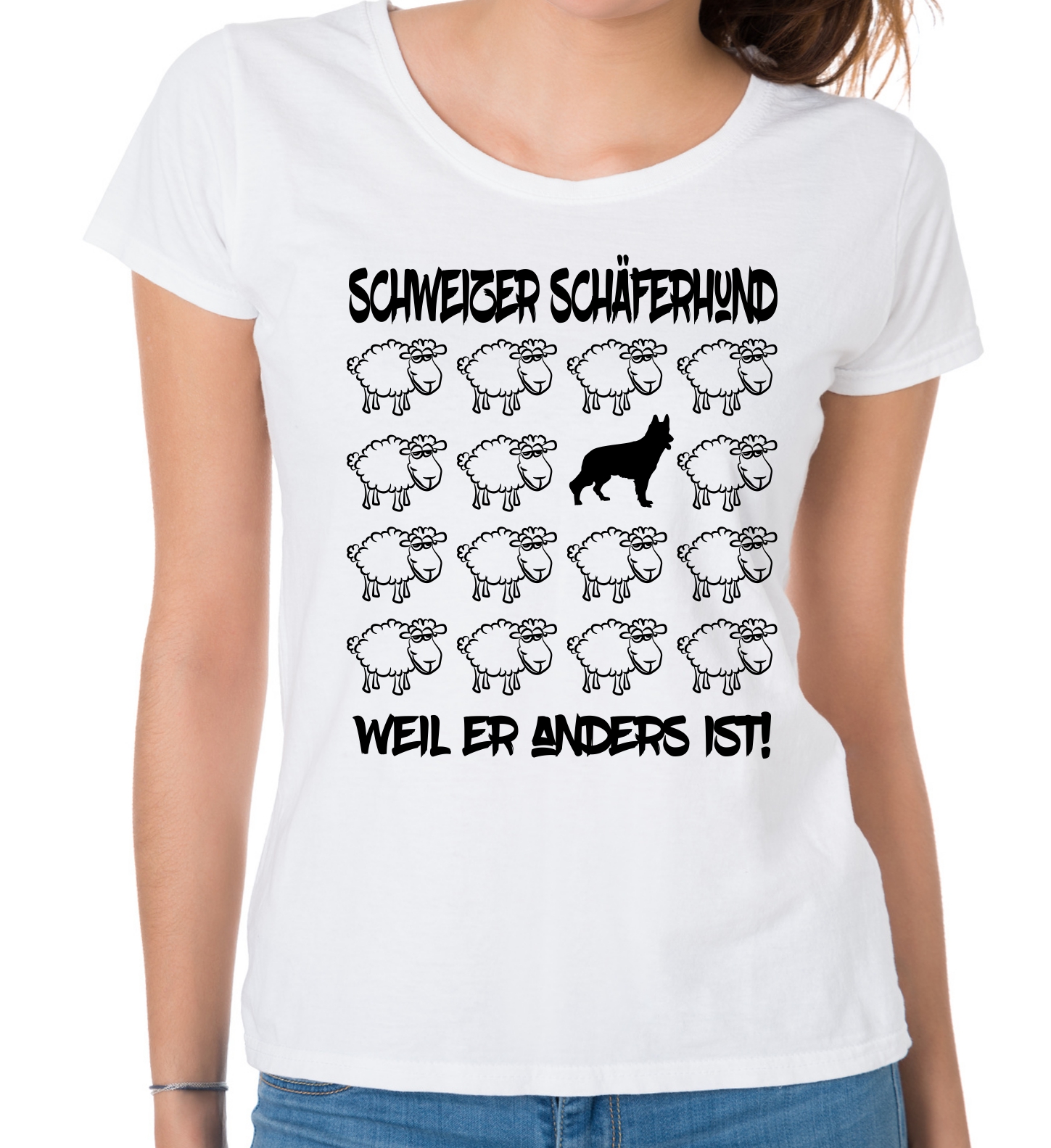 SCHWEIZER SCHÄFERHUND DAMEN T-SHIRT BLACK SHEEP by SIVIWONDER