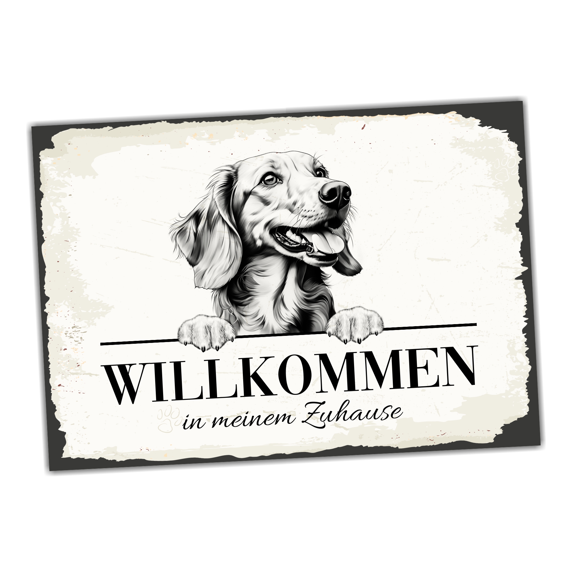 Hundeschild Willkommen Zuhause Dackel No.3 Dog Schild Spruch Türschild  Warnschild