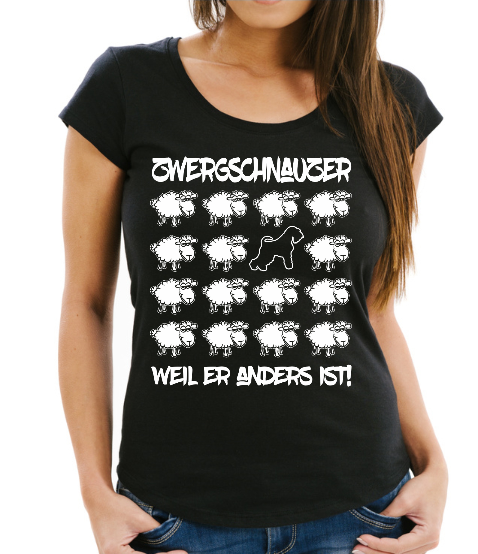 ZWERGSCHNAUZER DAMEN T-SHIRT BLACK SHEEP by SIVIWONDER