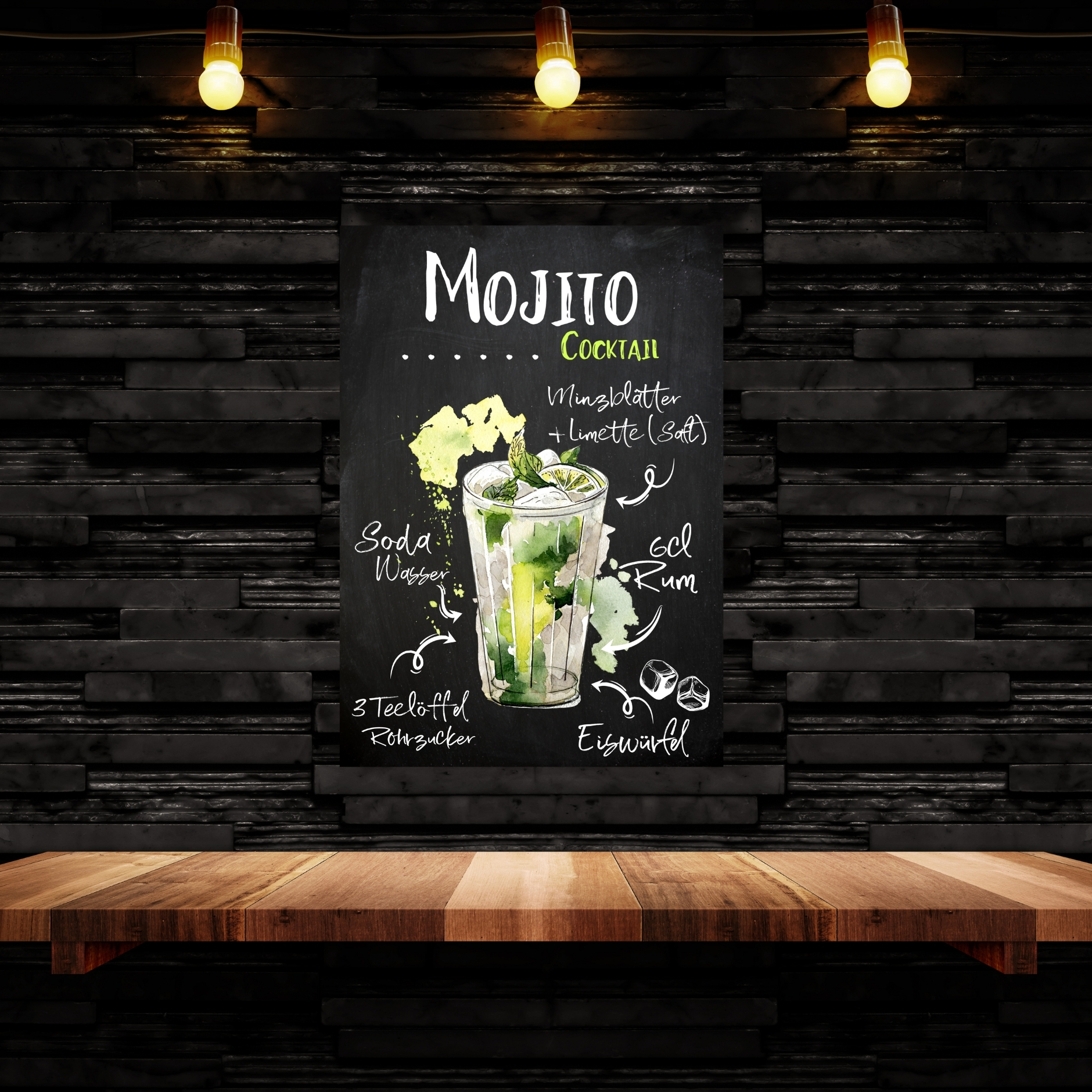 Mojito Rum Rezept Schild für deinen Partykeller Türschild Warnschild Privatgrundstück lustiges Spaß Schild  happy Design by Siviwonder
