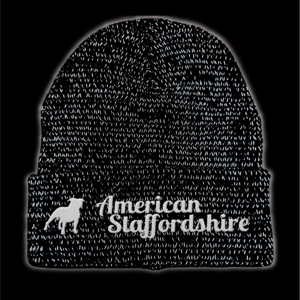 American Staffordshire reflektierende Mütze Stickerei Hund Winter Strickmütze reflex Beanie warm