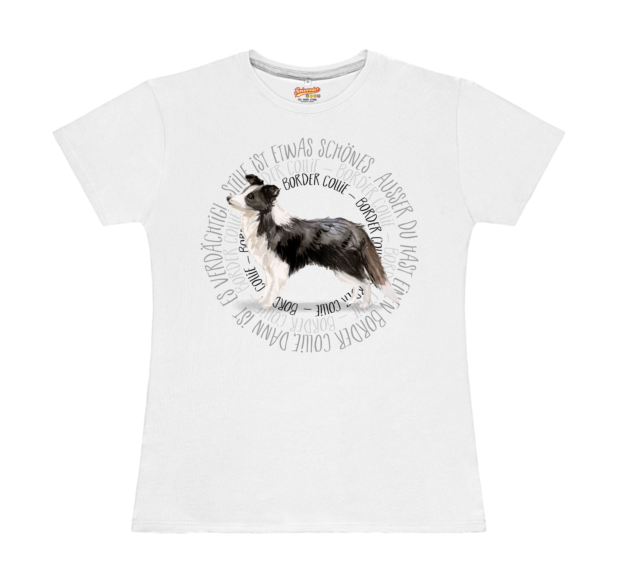 BORDER COLLIE DAMEN T-SHIRT CIRCLE Watercolor by SIVIWONDER