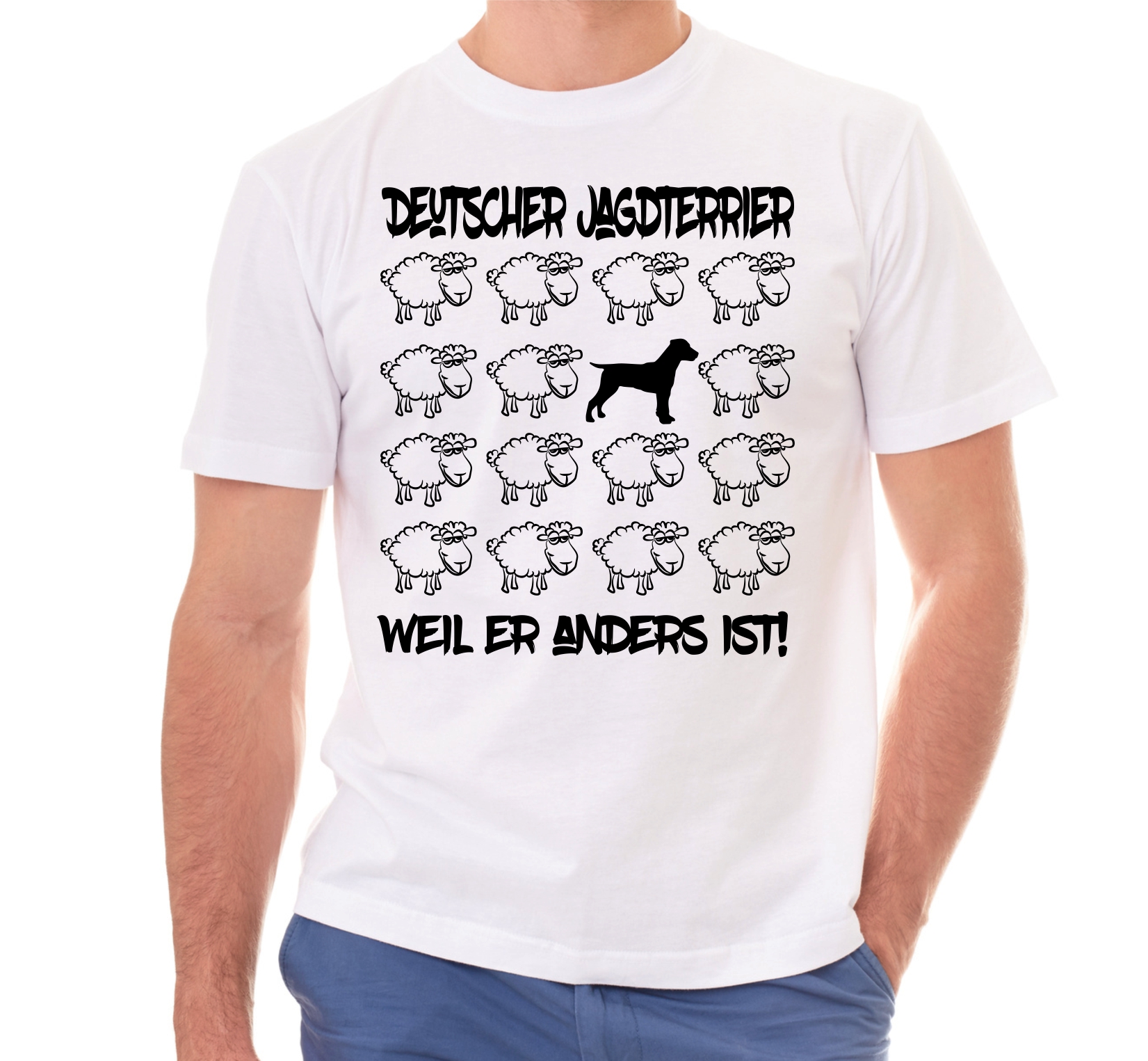 DEUTSCHER JAGDTERRIER UNISEX T-SHIRT BLACK SHEEP by SIVIWONDER
