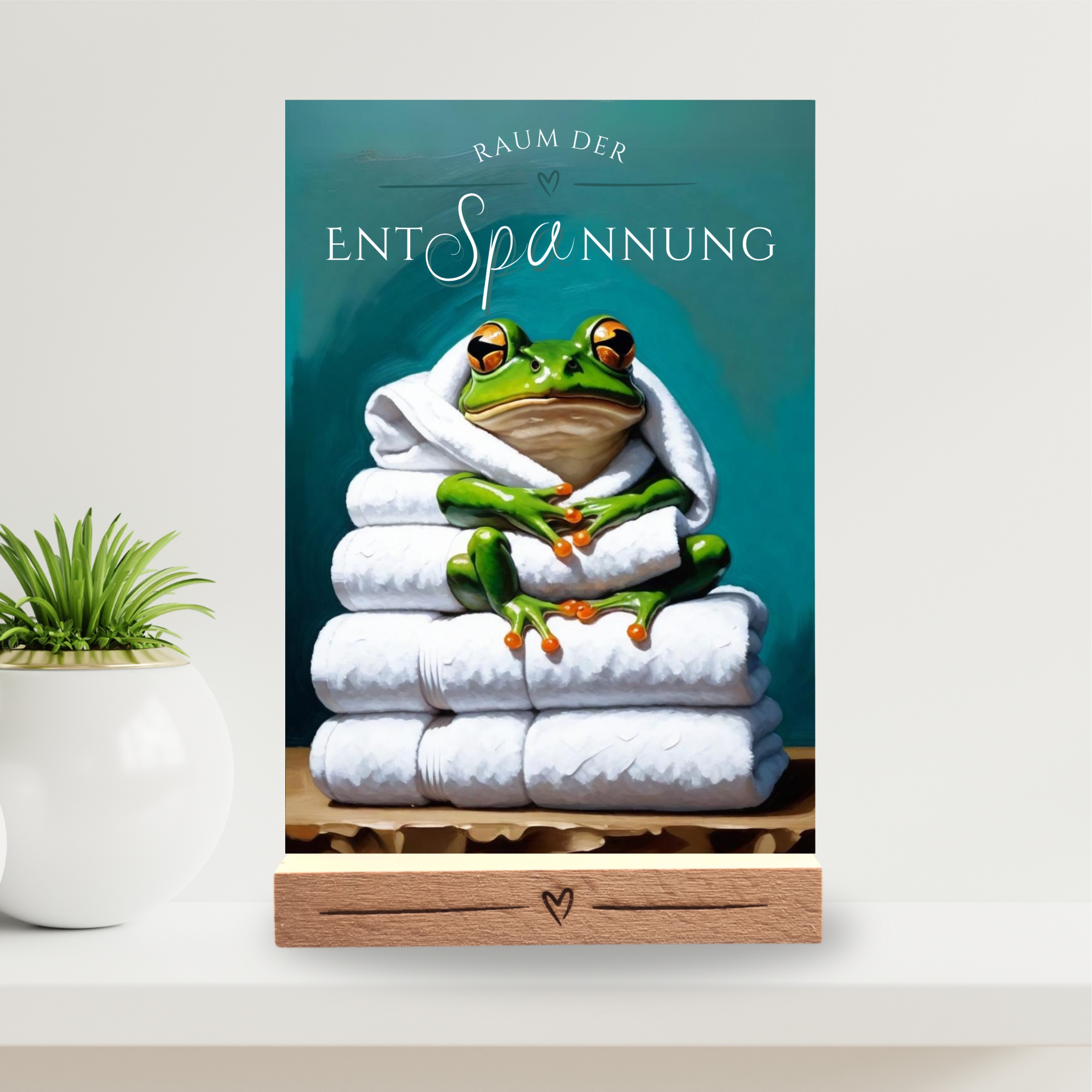 Frosch Schild Wellness Handtuch Entspannung  Schild Spruch Türschild Froschschild