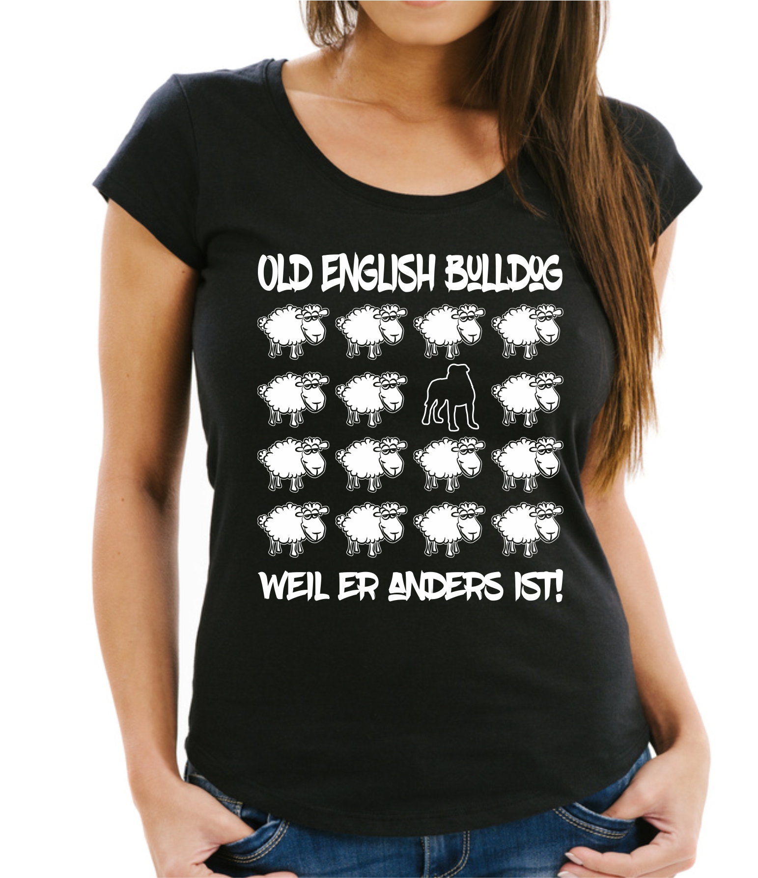 OLD ENGLISH BULLDOG DAMEN T-SHIRT BLACK SHEEP by SIVIWONDER