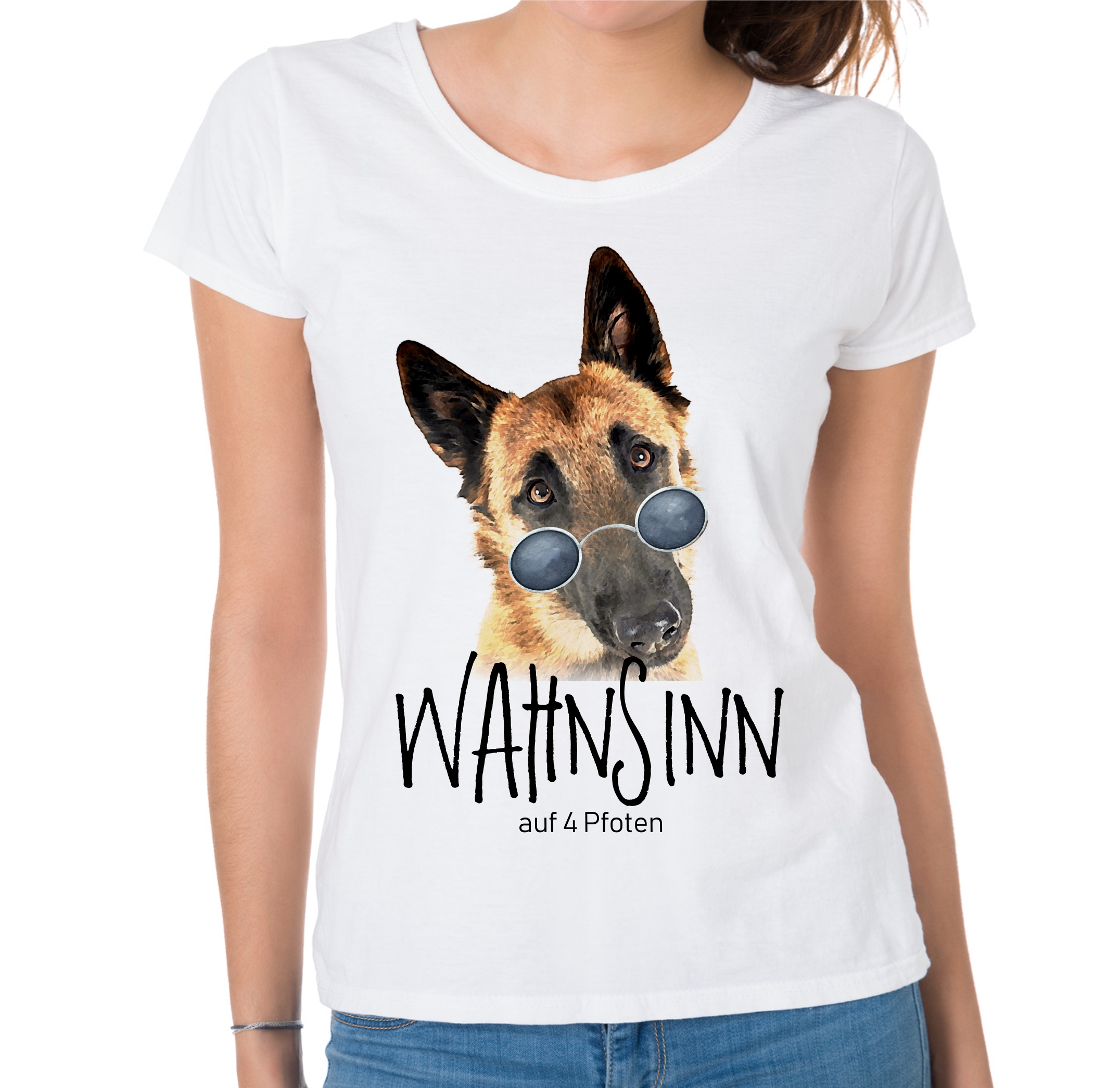 Malinois Wahnsinn 4 Pfoten DAMEN T-SHIRT Hunde Motiv by SIVIWONDER