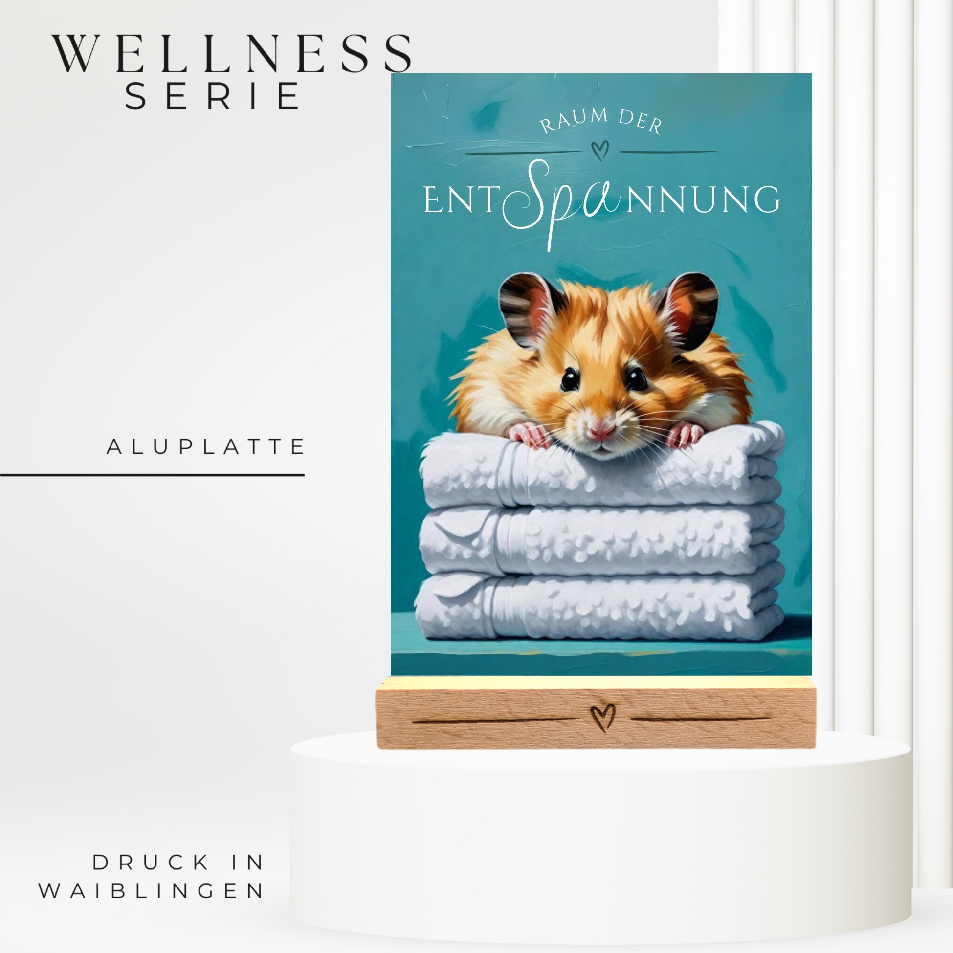 Hamster Goldhamster  Schild Wellness Handtuch Entspannung  Schild Spruch