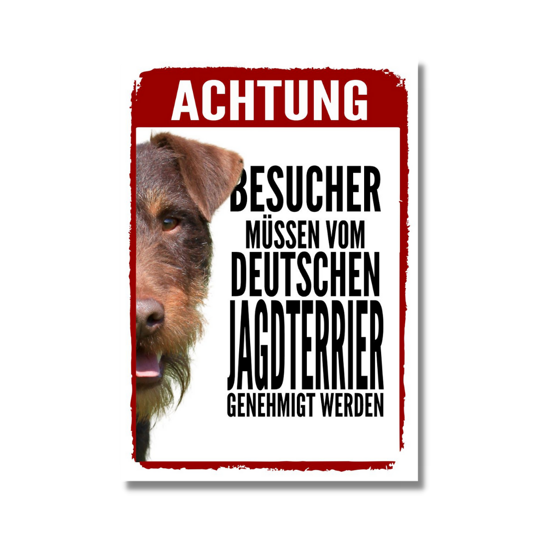 Deutscher Jagdterrier Genehmigung Dog Schild Spruch Türschild Hundeschild Warnschild