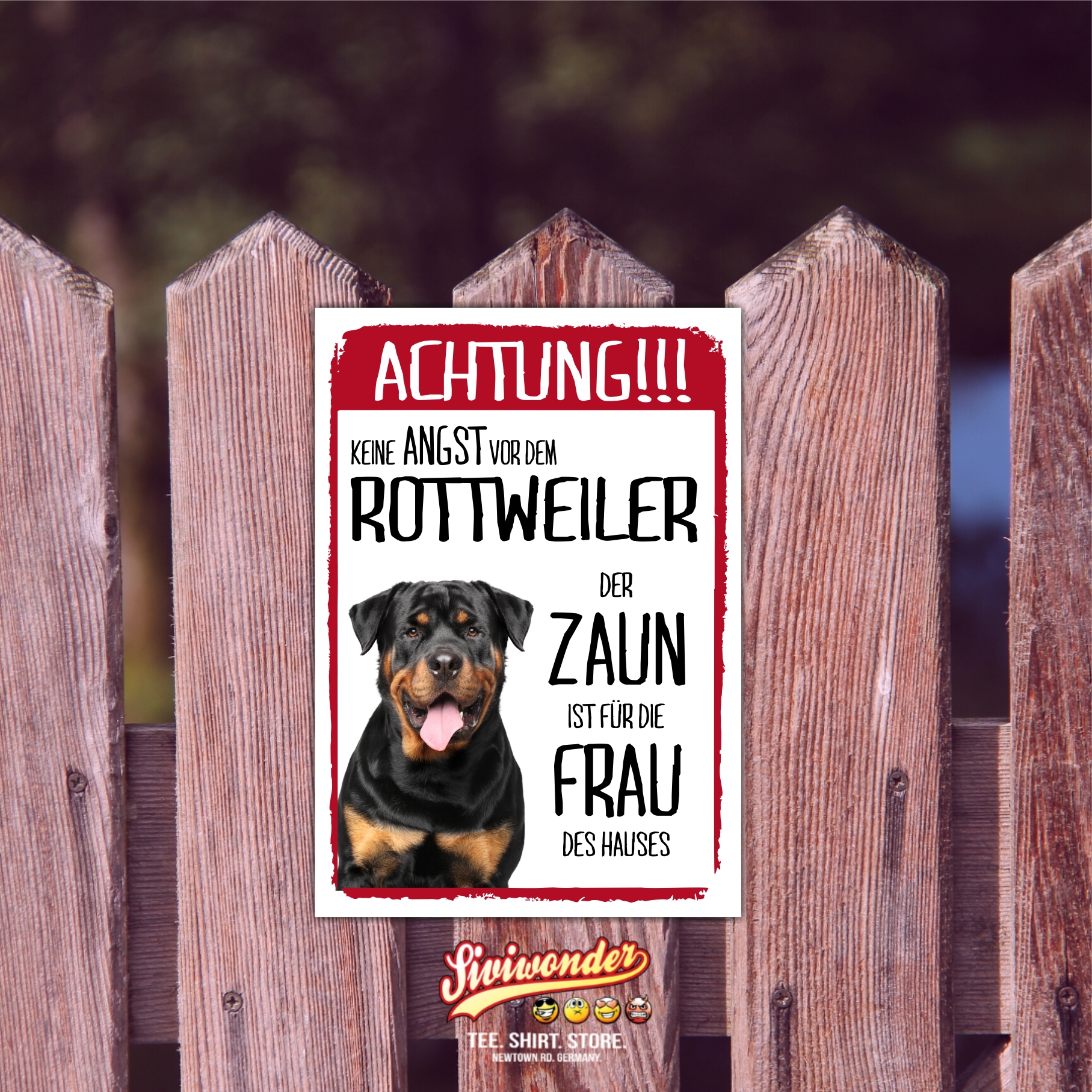 Rottweiler Dog Schild Achtung Zaun Frau Spruch Türschild Hundeschild Warnschild Fun