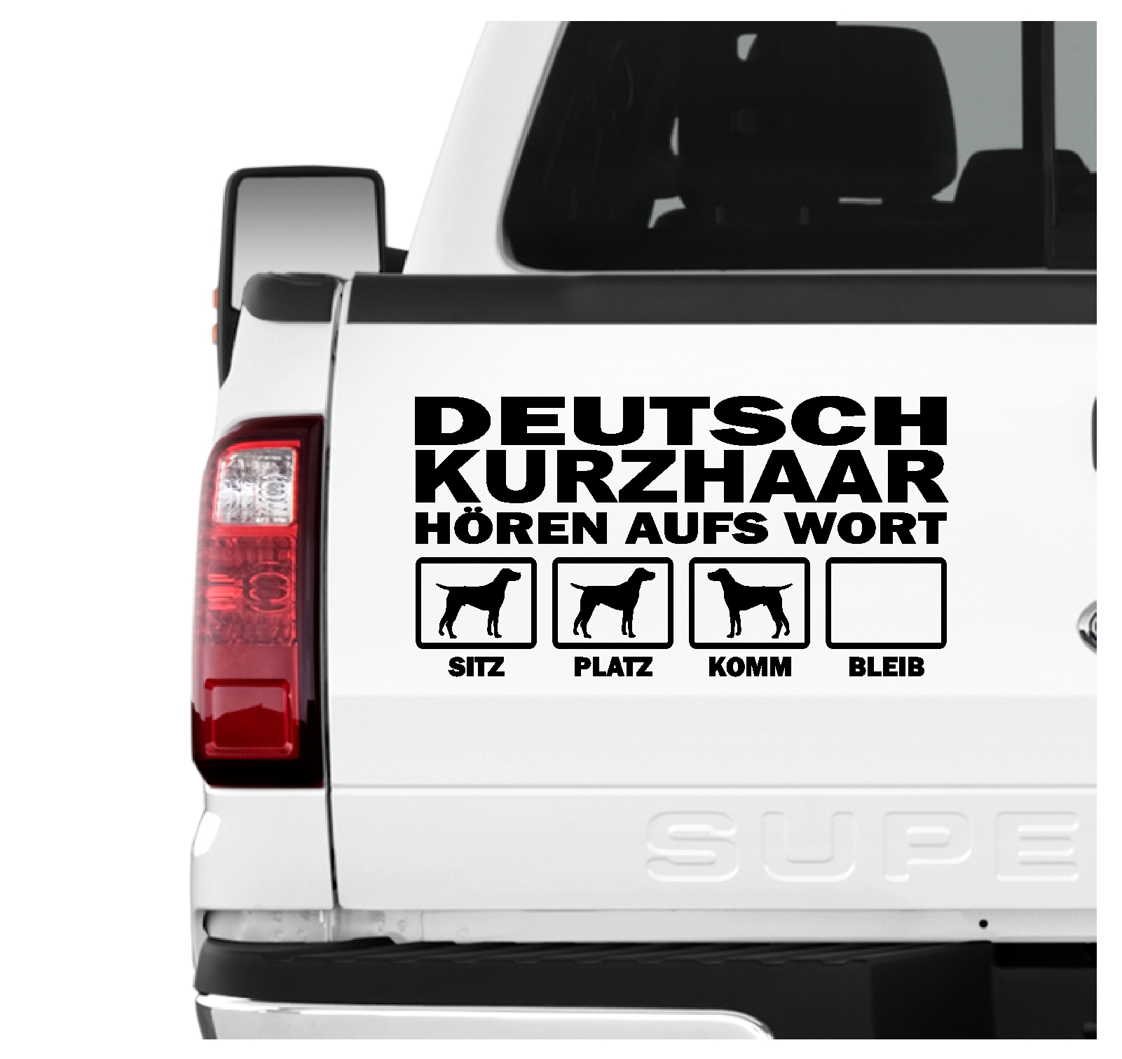 Deutsch Kurzhaar DK Deutscher kurzhaariger Vorstehhund German Shorthaired Pointer Jagdhund Jäger Hört aufs Wort Hunde Aufkleber Sticker Autoaufkleber