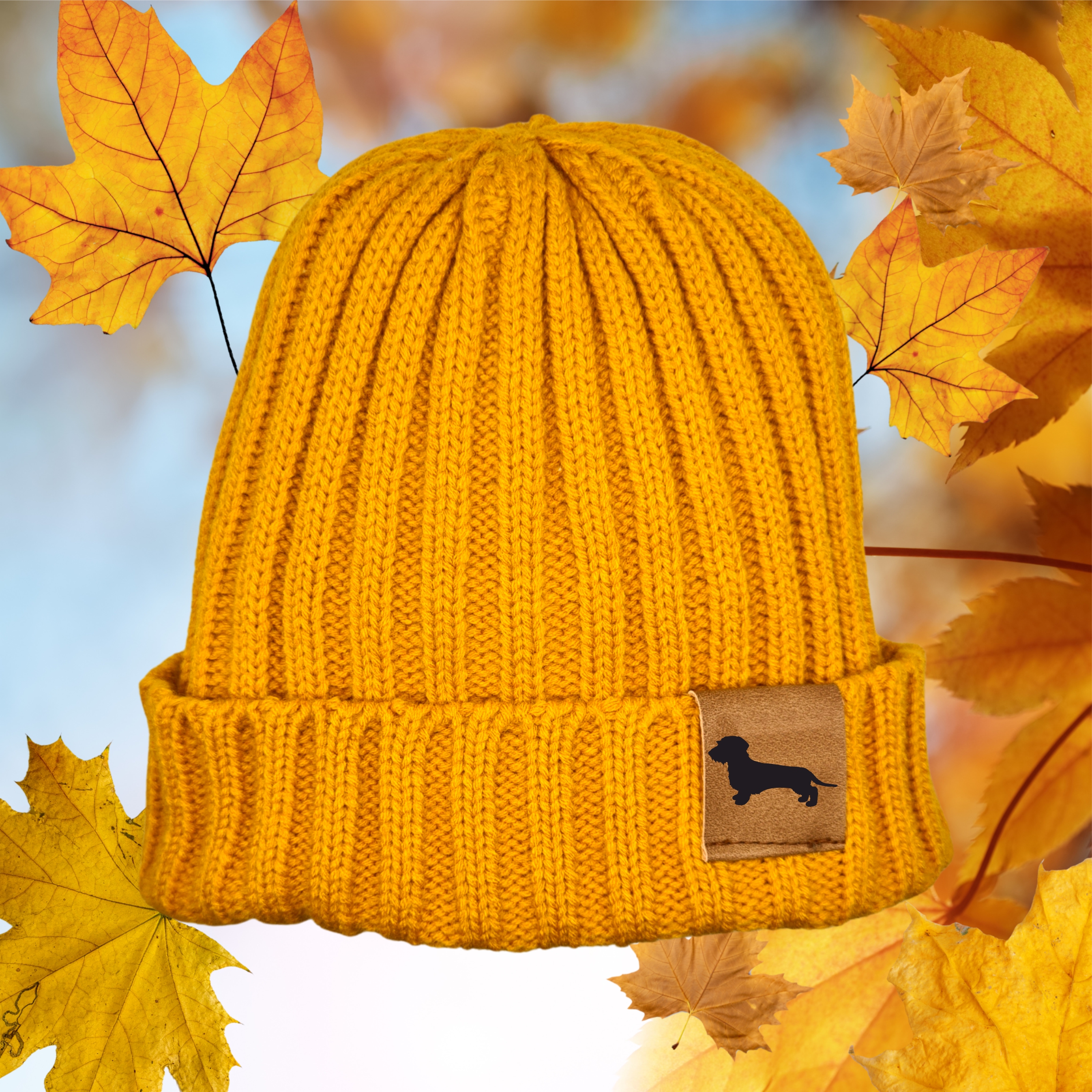 Strickmütze "Rauhaardackel "  Beanie Mütze Urban Witzig Spruch Warm Winter Herbst Farben