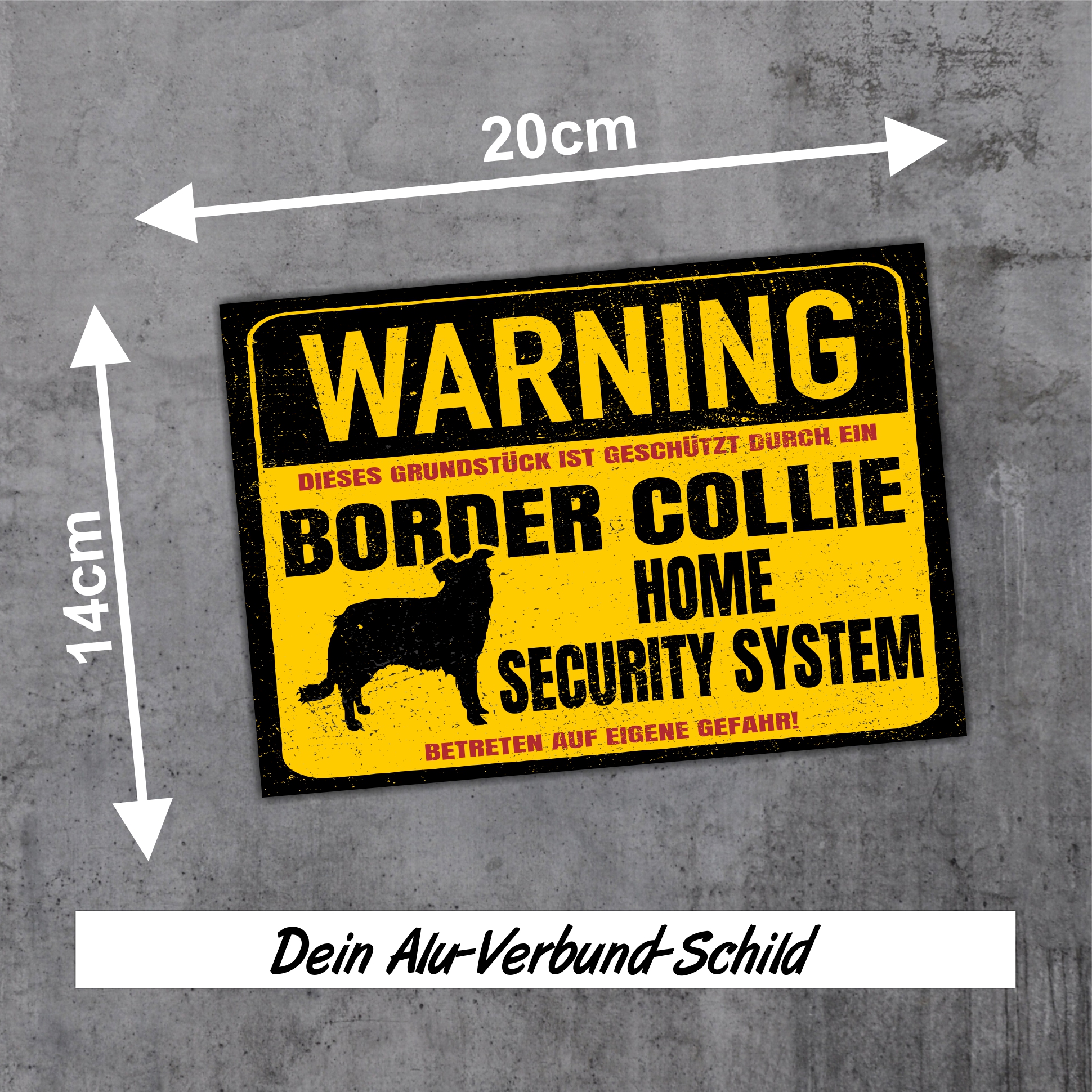 Border Collie Sheepdog  Dog Schild Warning Security System Türschild Hundeschild Warnschild