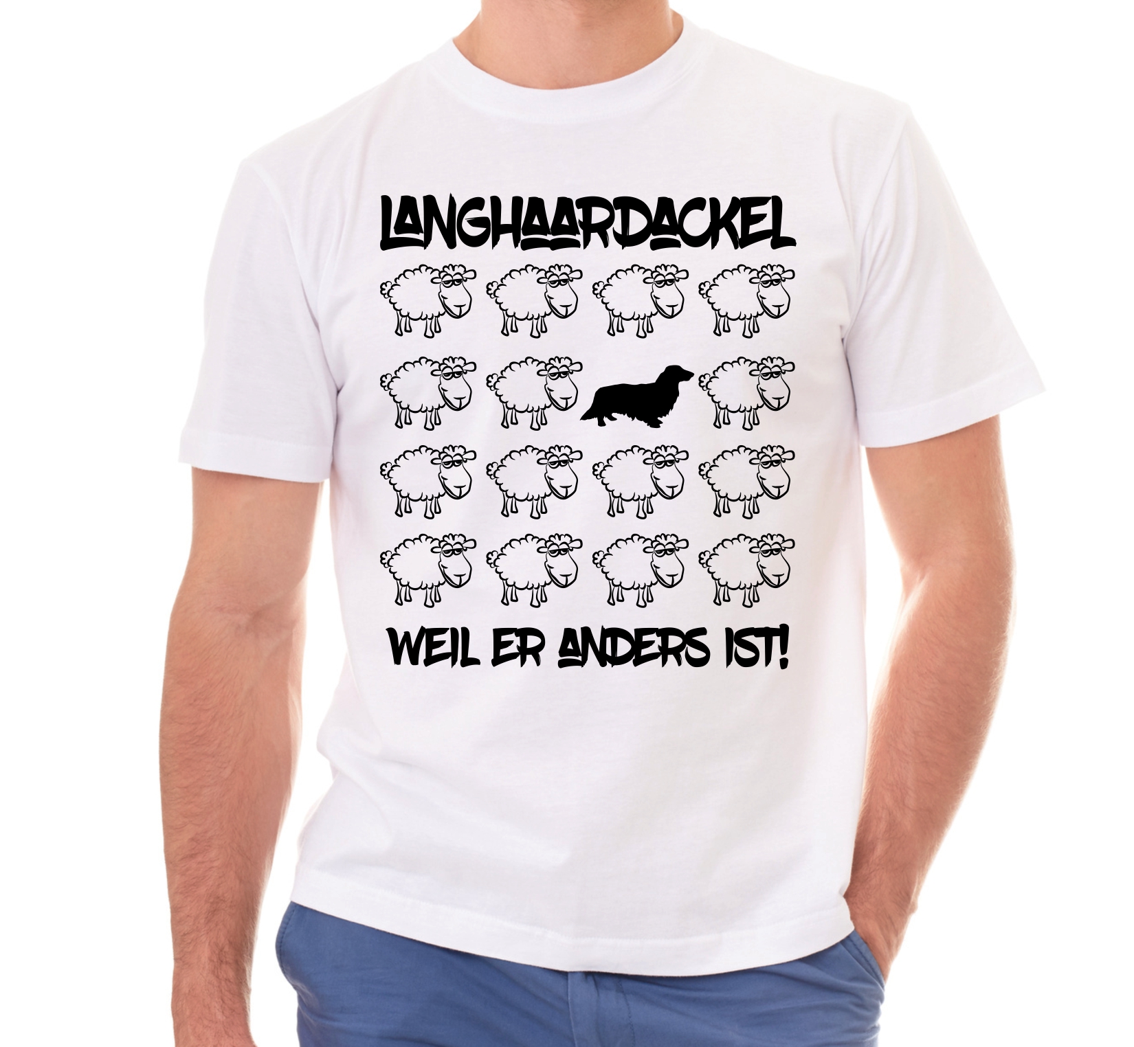 LANGHAARDACKEL UNISEX T-SHIRT BLACK SHEEP by SIVIWONDER