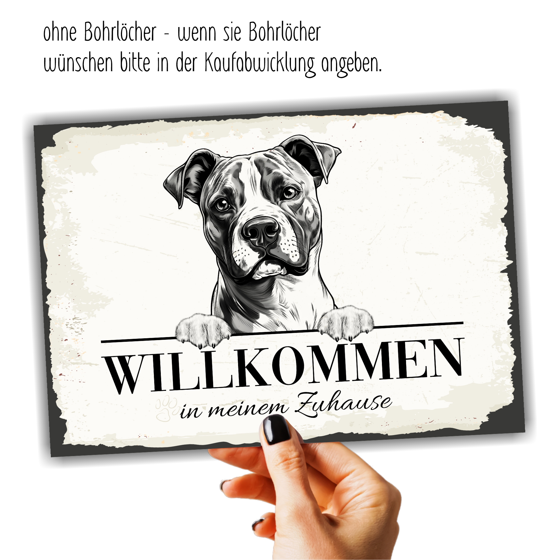 Hundeschild Willkommen Zuhause American Staffordshire Terrier Schild Achtung Zaun Frau Spruch Türschild Hundeschild Warnschild  Design by Siviwonder
