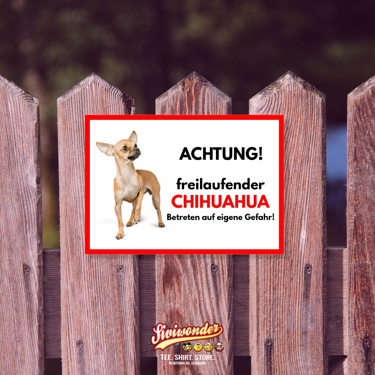 Chihuahua Freilaufender Hund Dog Schild Spruch Türschild Hundeschild Warnschild