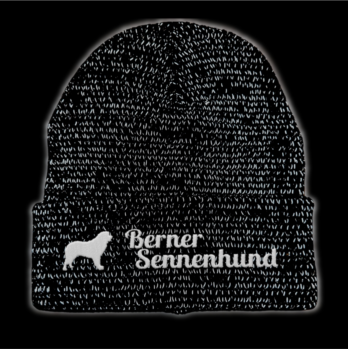 Berner Sennenhund reflektierende Mütze Stickerei Hund Winter Strickmütze reflex Beanie warm