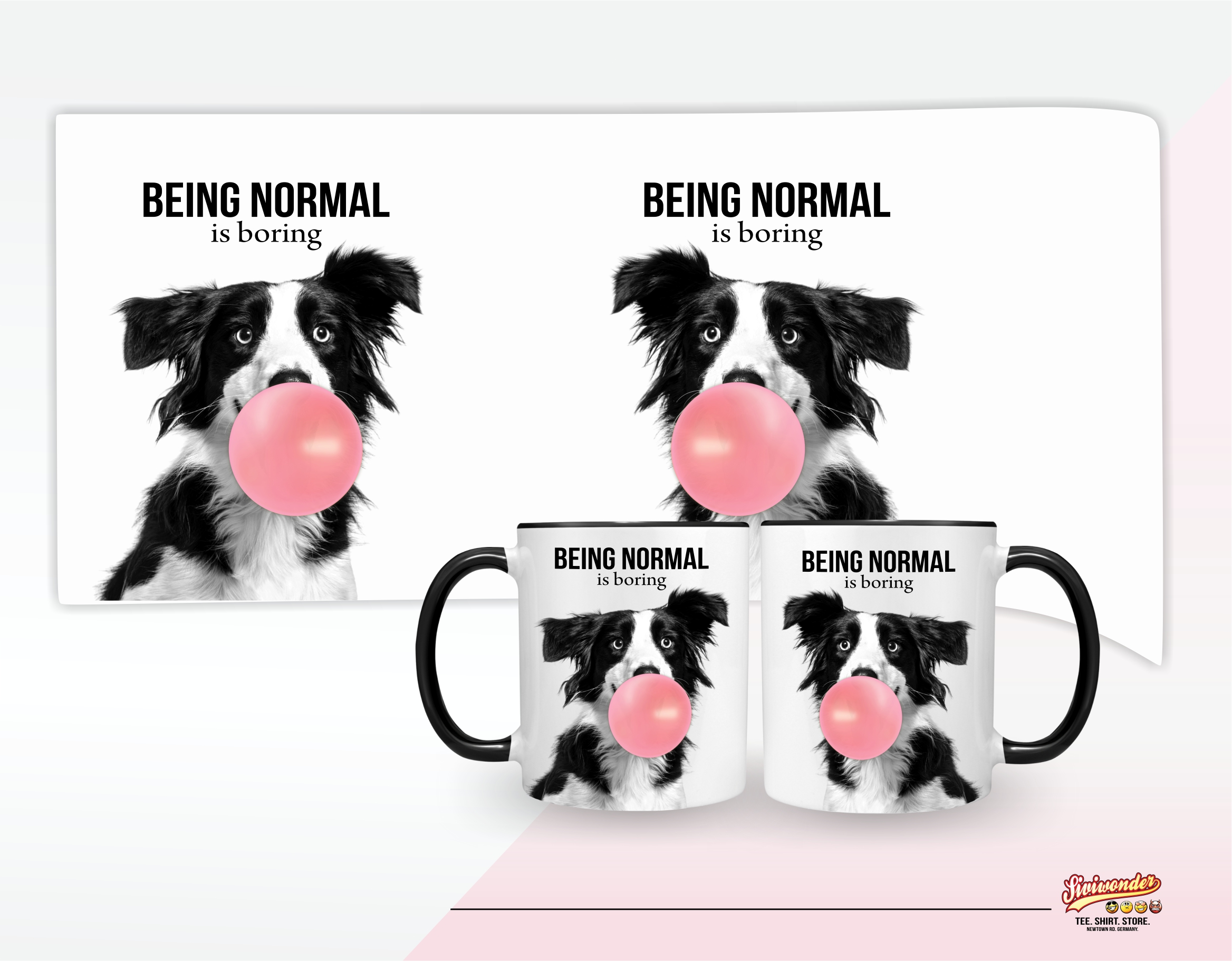 Border Collie mit Kaugummi Bubble normal  Dog Freund Tasse Kaffee lustig Kaffeebecher Mug Design Design by Siviwonder