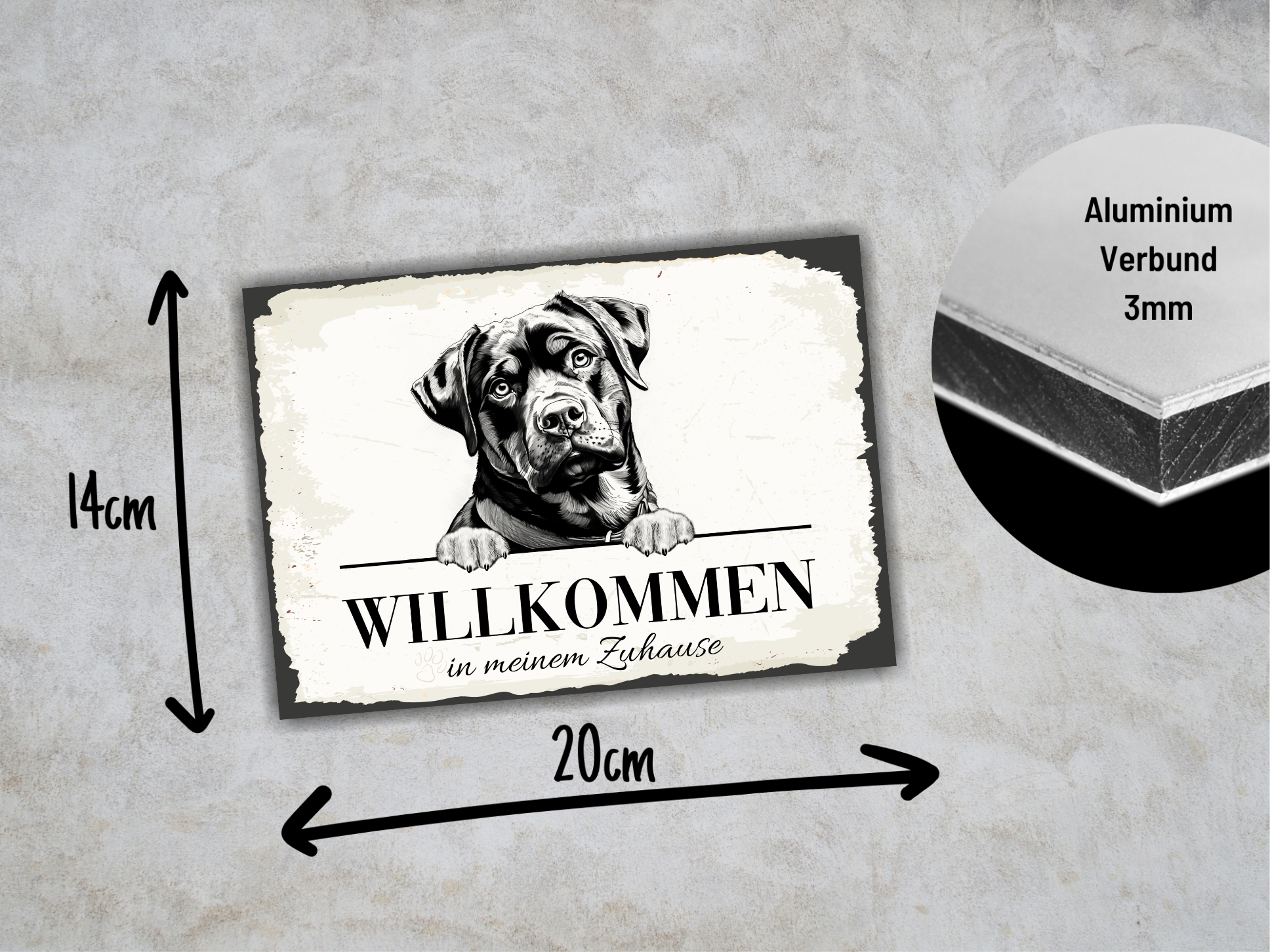 Hundeschild Willkommen Zuhause Rottweiler Rottie Schild Achtung Spruch