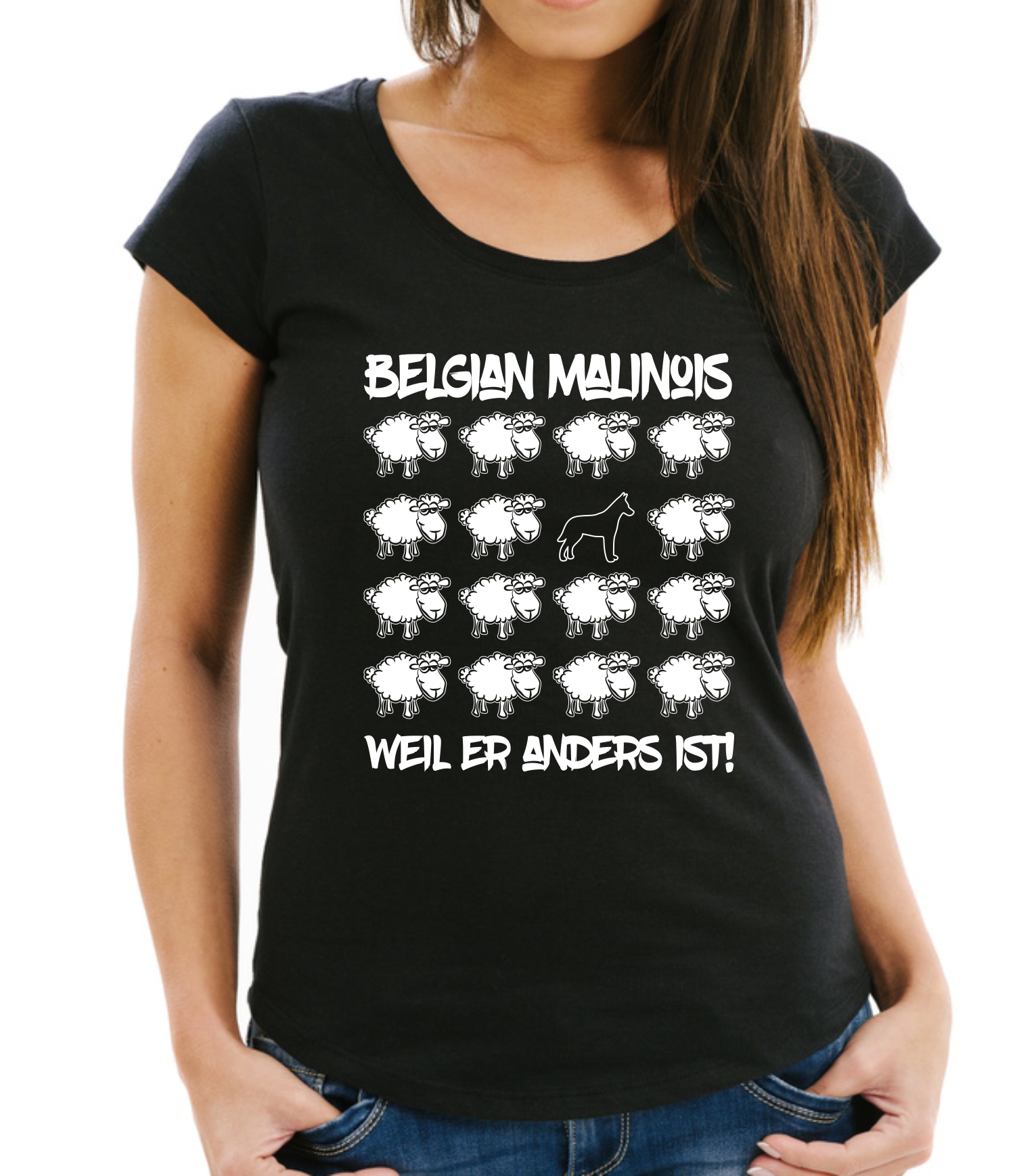 MALINOIS DAMEN T-SHIRT BLACK SHEEP by SIVIWONDER