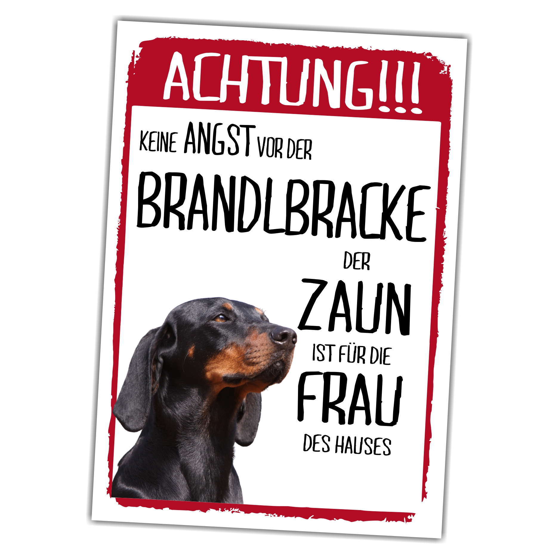 Brandlbracke Schild Achtung Zaun Frau Spruch Türschild Hundeschild Warnschild Fun