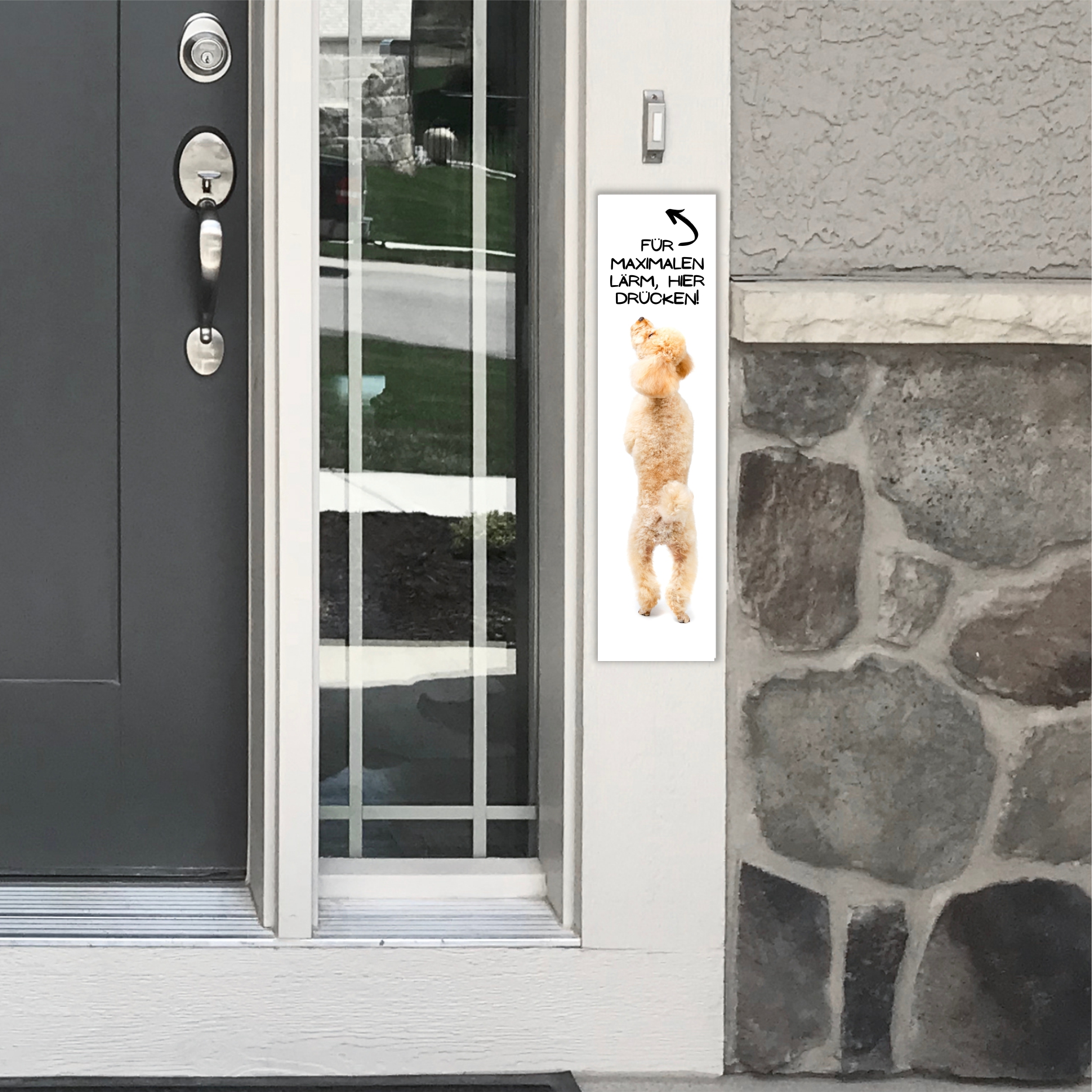 Pudel Pudle Poodle Caniche  Barbone Großpudel Zwergpudel Dog Türschild Warnschild Hundeschild Schildr happy Design by Siviwonder