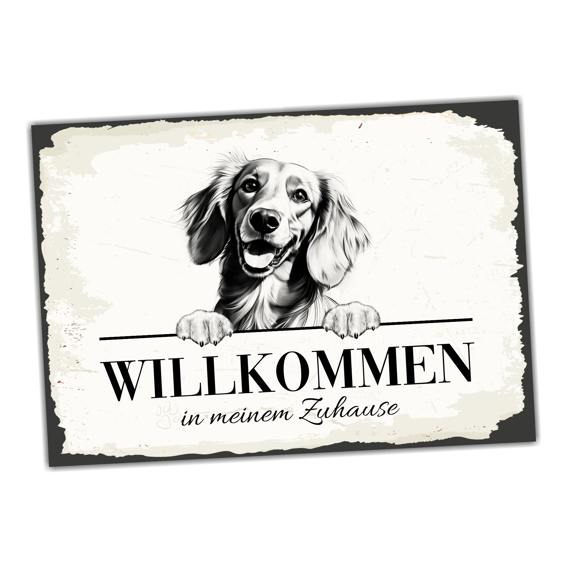 Hundeschild Willkommen Zuhause Dackel 2 Dog Schild Spruch Türschild  Warnschild