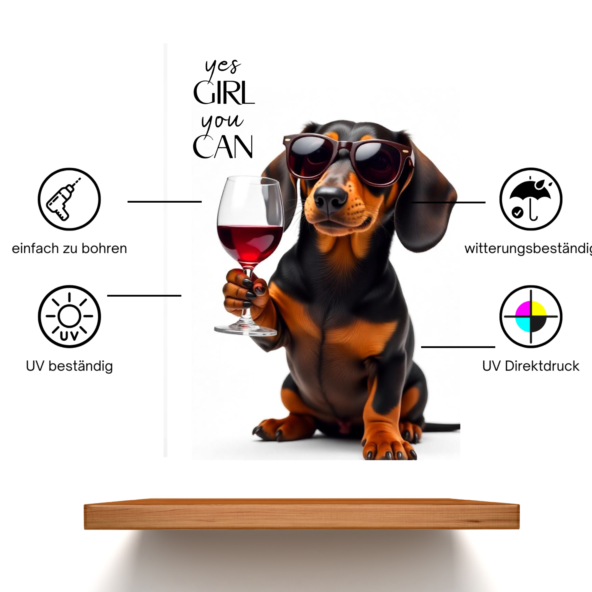 Schild Hund Dackel Artprint Wein Spruch Deko Wanddekor Geschenkidee Weinliebhaber Quotes