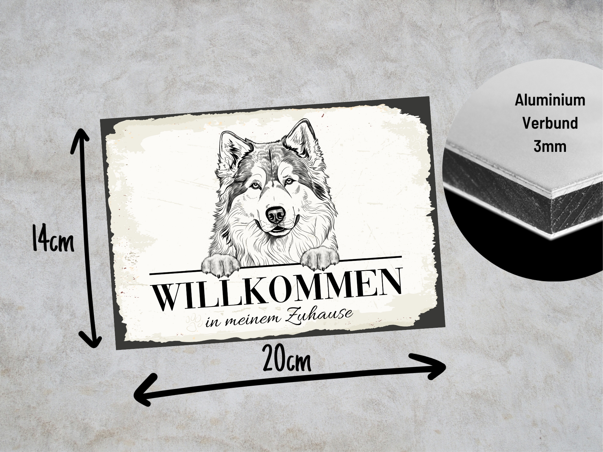 Hundeschild Willkommen Zuhause Alaskan Malamute No.1 Dog Schild Spruch Türschild Warnschild