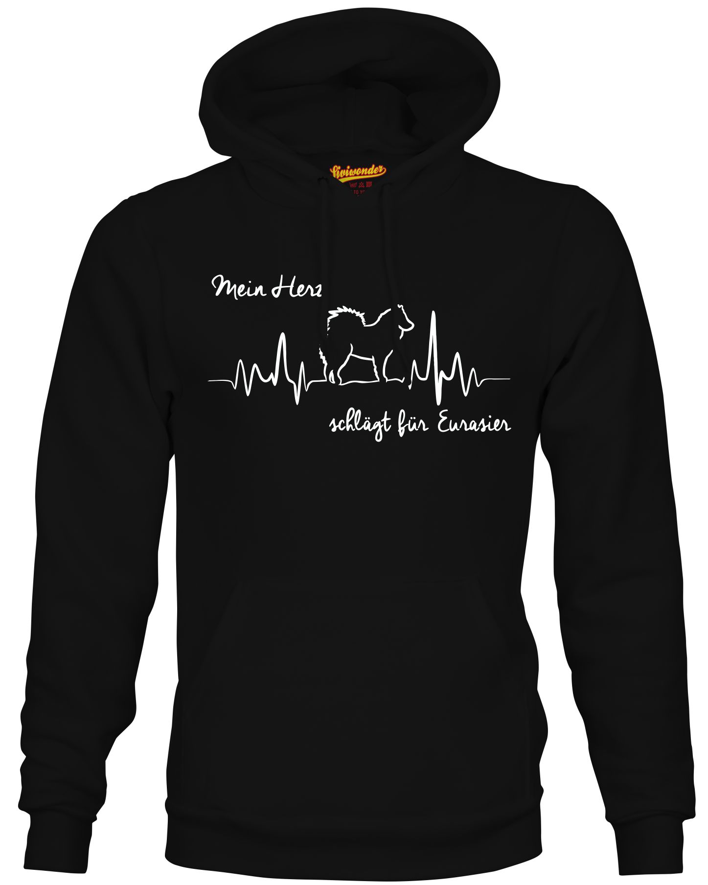 EURASIER SWEATSHIRT HEARTBEAT EKG  Hund Hundemotiv Herz Hoodie