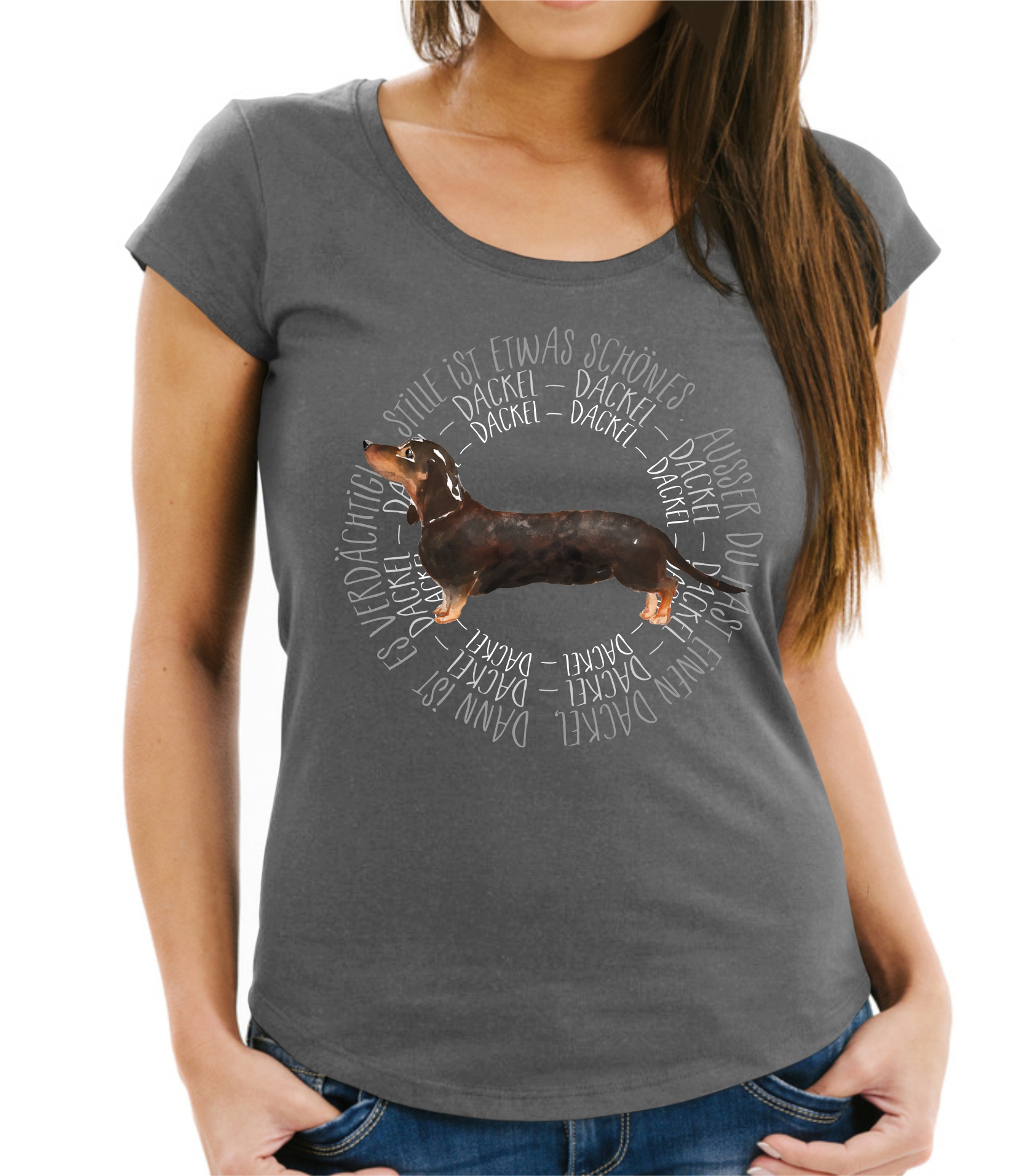 DACKEL DAMEN T-SHIRT CIRCLE Watercolor by SIVIWONDER