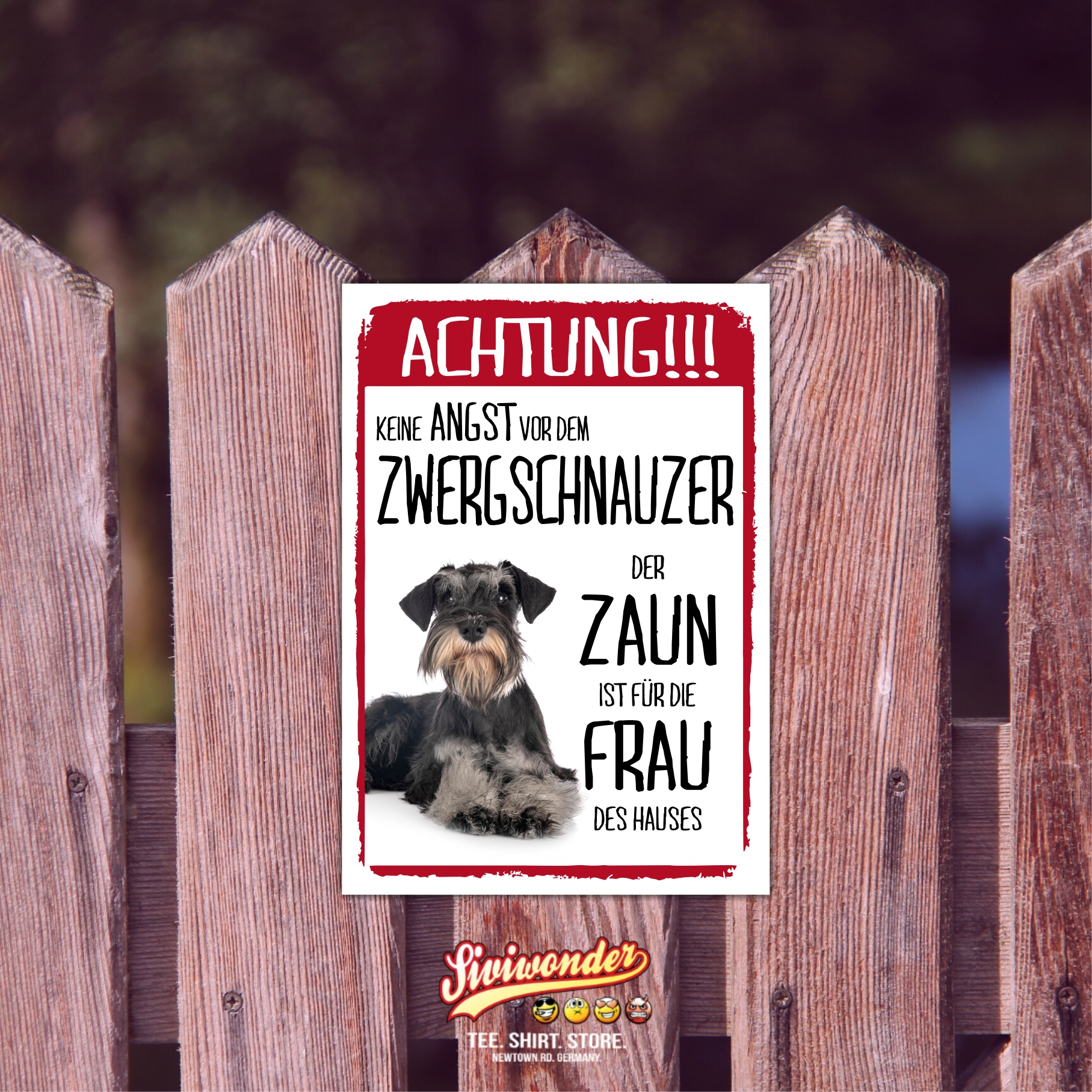 Zwergschnauzer black silber Dog Schild Achtung Zaun Frau Spruch Türschild Hundeschild Warnschild Fun