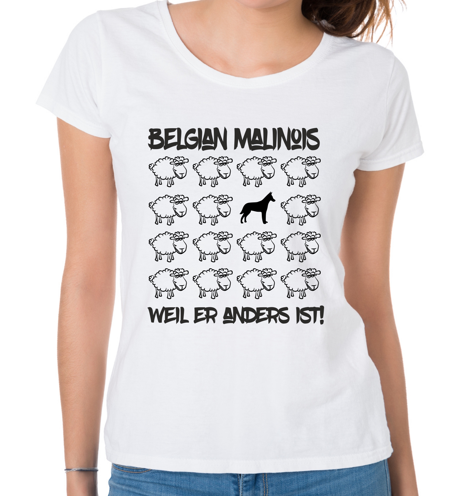 MALINOIS DAMEN T-SHIRT BLACK SHEEP by SIVIWONDER