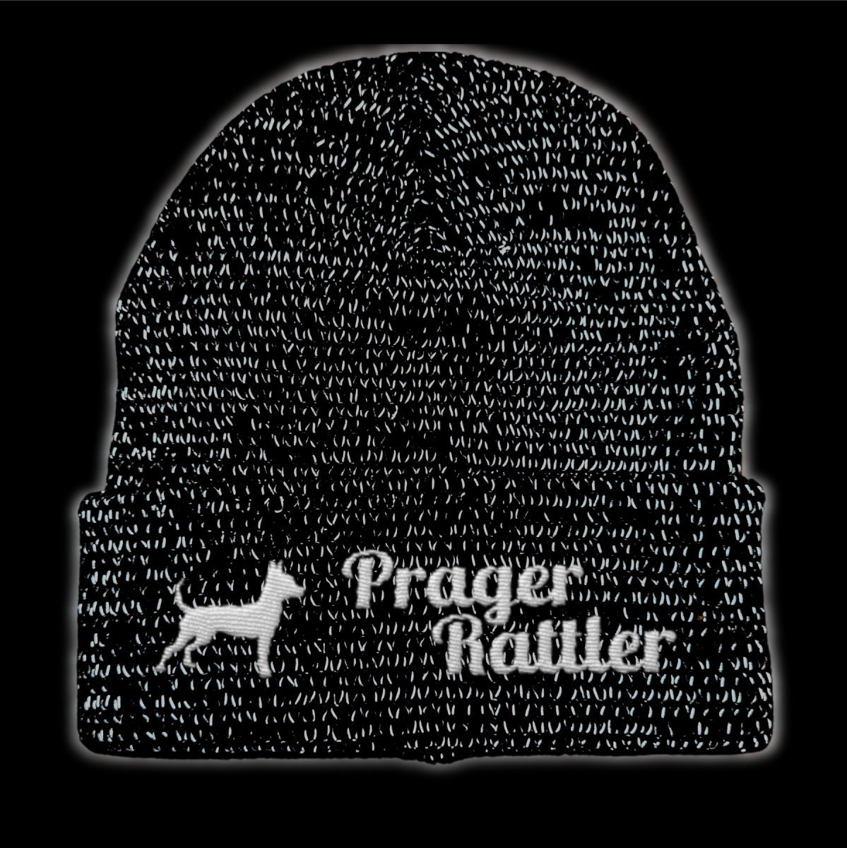 Prager Rattler reflektierende Mütze Stickerei Hund Winter Strickmütze reflex Beanie warm kalt
