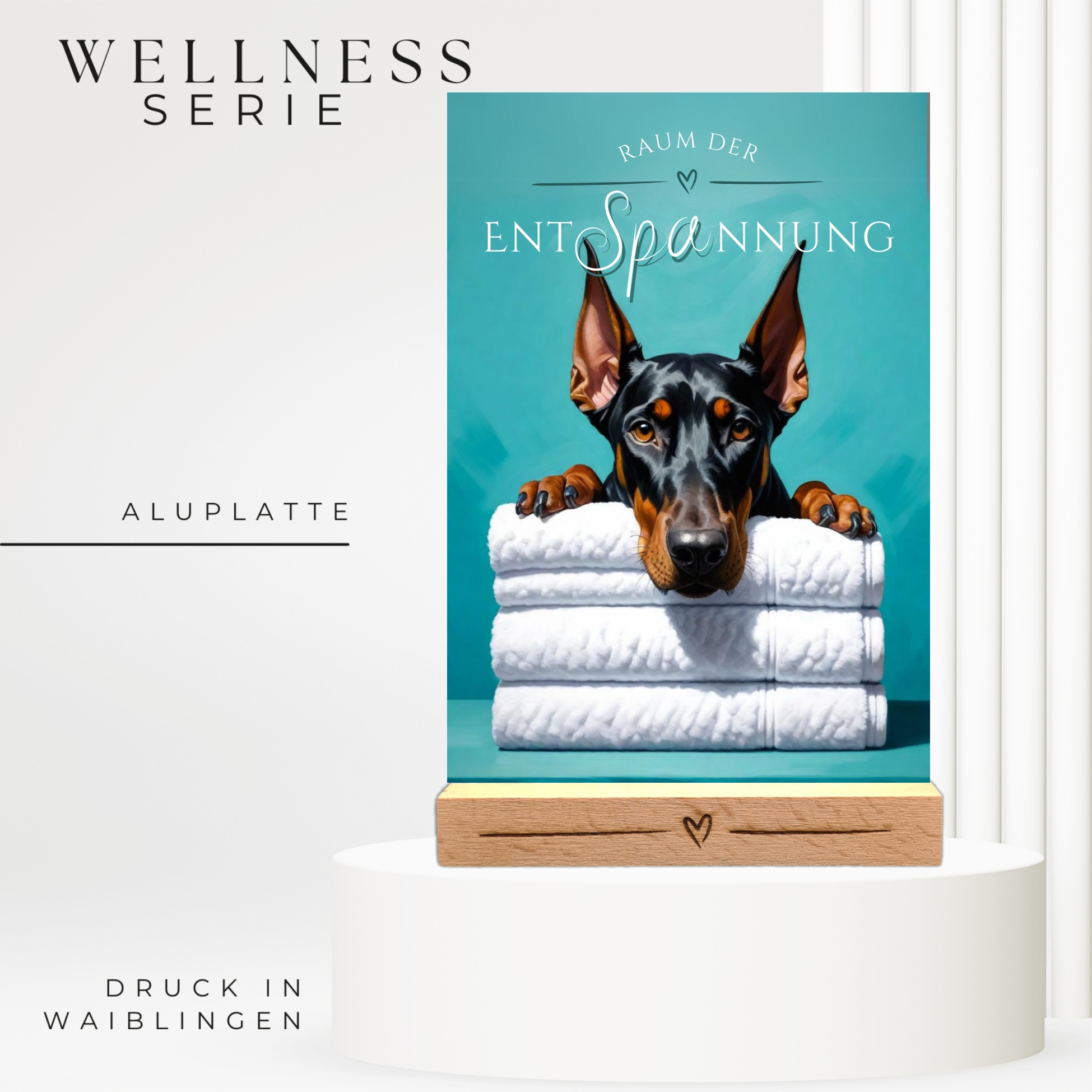 Hundeschild Deko Badezimmer Wellness  Dobermann Dobi Schild Spruch