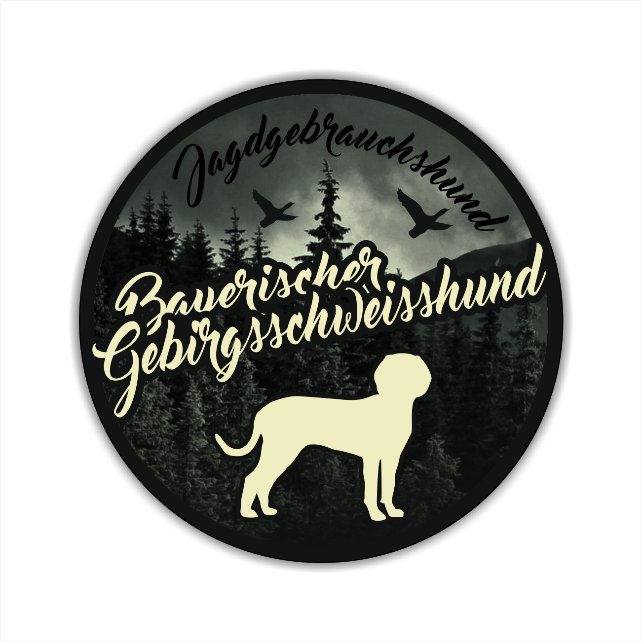 Bayerischer Gebirgsschweißhund BGS Schweißhund Bayern Jagdhund Aufkleber Digitaldruck Motiv