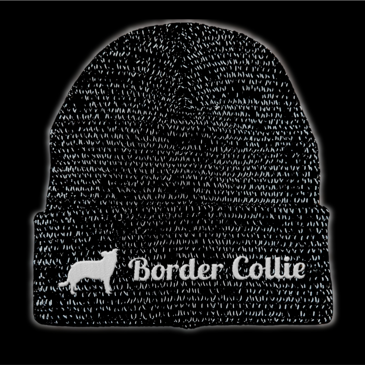 Border Collie reflektierende Mütze Stickerei Hund Winter Strickmütze reflex Beanie warm