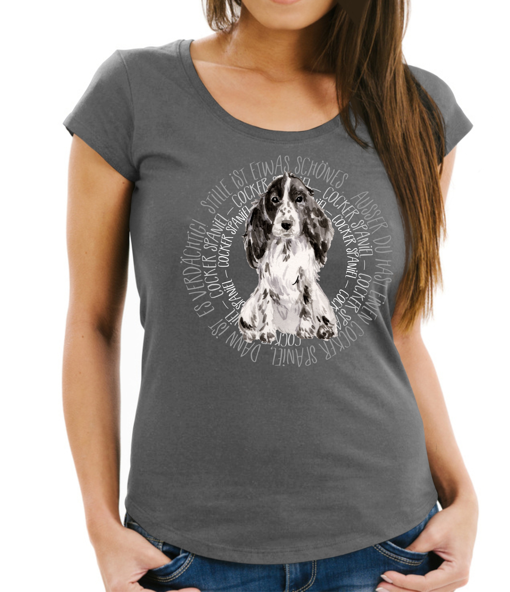 COCKER SPANIEL DAMEN T-SHIRT CIRCLE Watercolor by SIVIWONDER