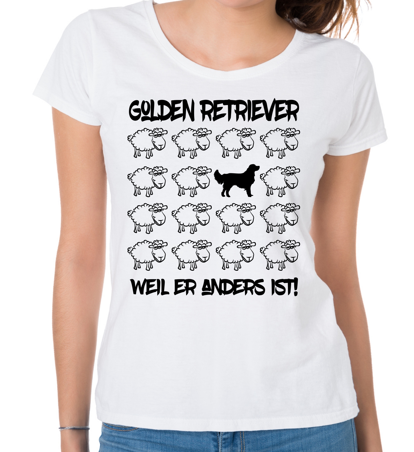 GOLDEN RETRIEVER DAMEN T-SHIRT BLACK SHEEP by SIVIWONDER