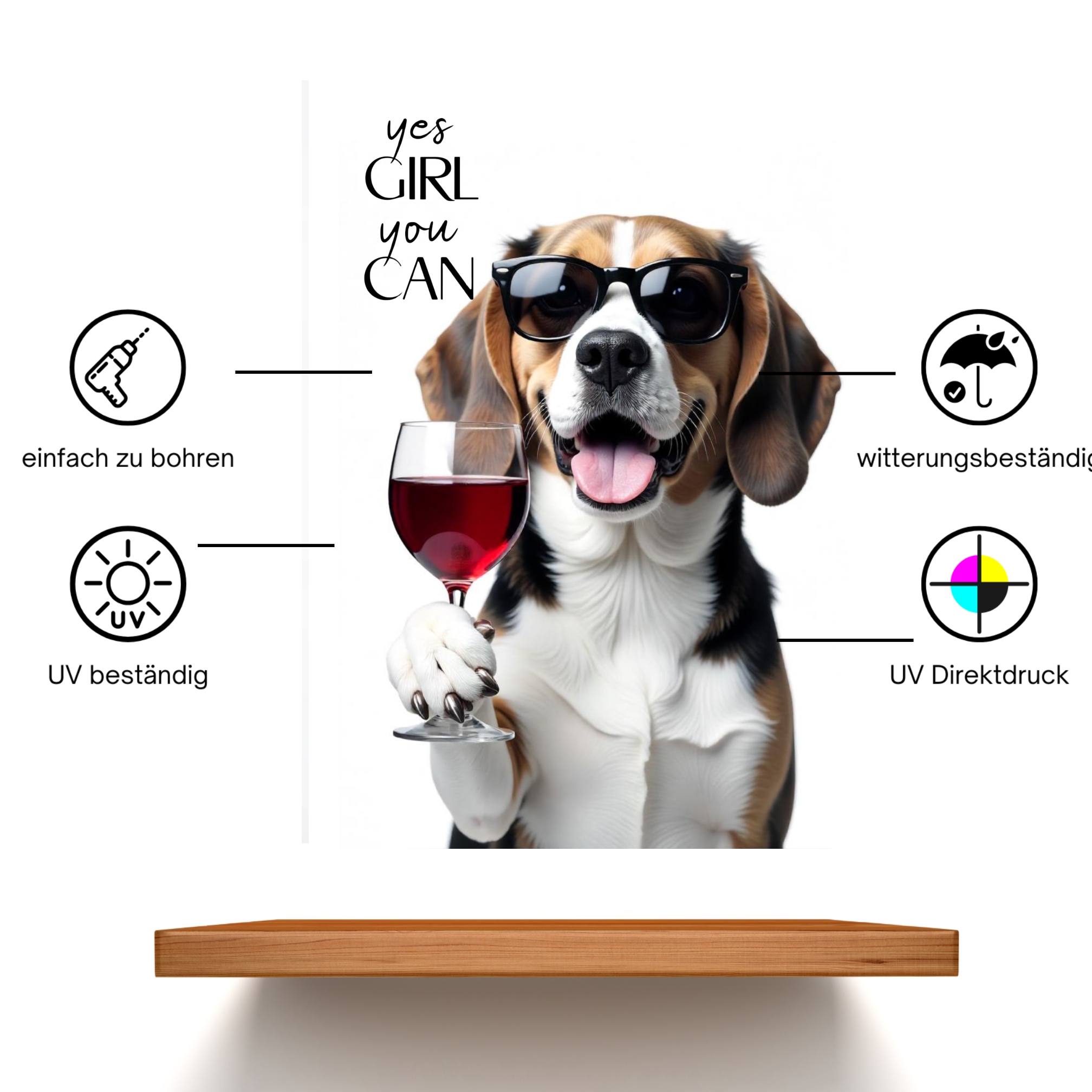 Schild Hund Beagle Artprint Wein Spruch Deko Wanddekor Geschenkidee Weinliebhaber Quotes