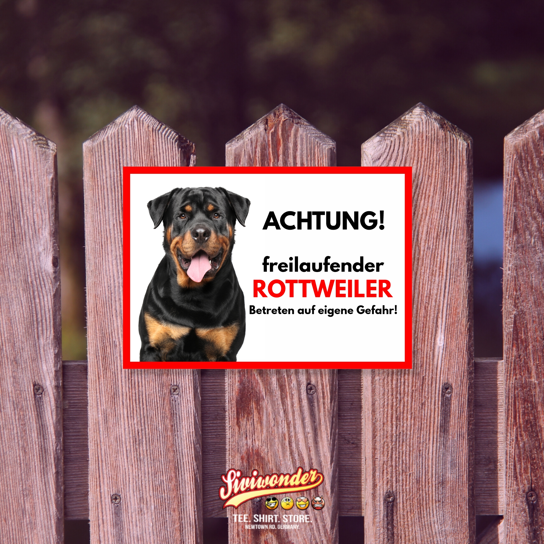 Rottweiler Freilaufender Hund Dog Schild Spruch Türschild Hundeschild Warnschild