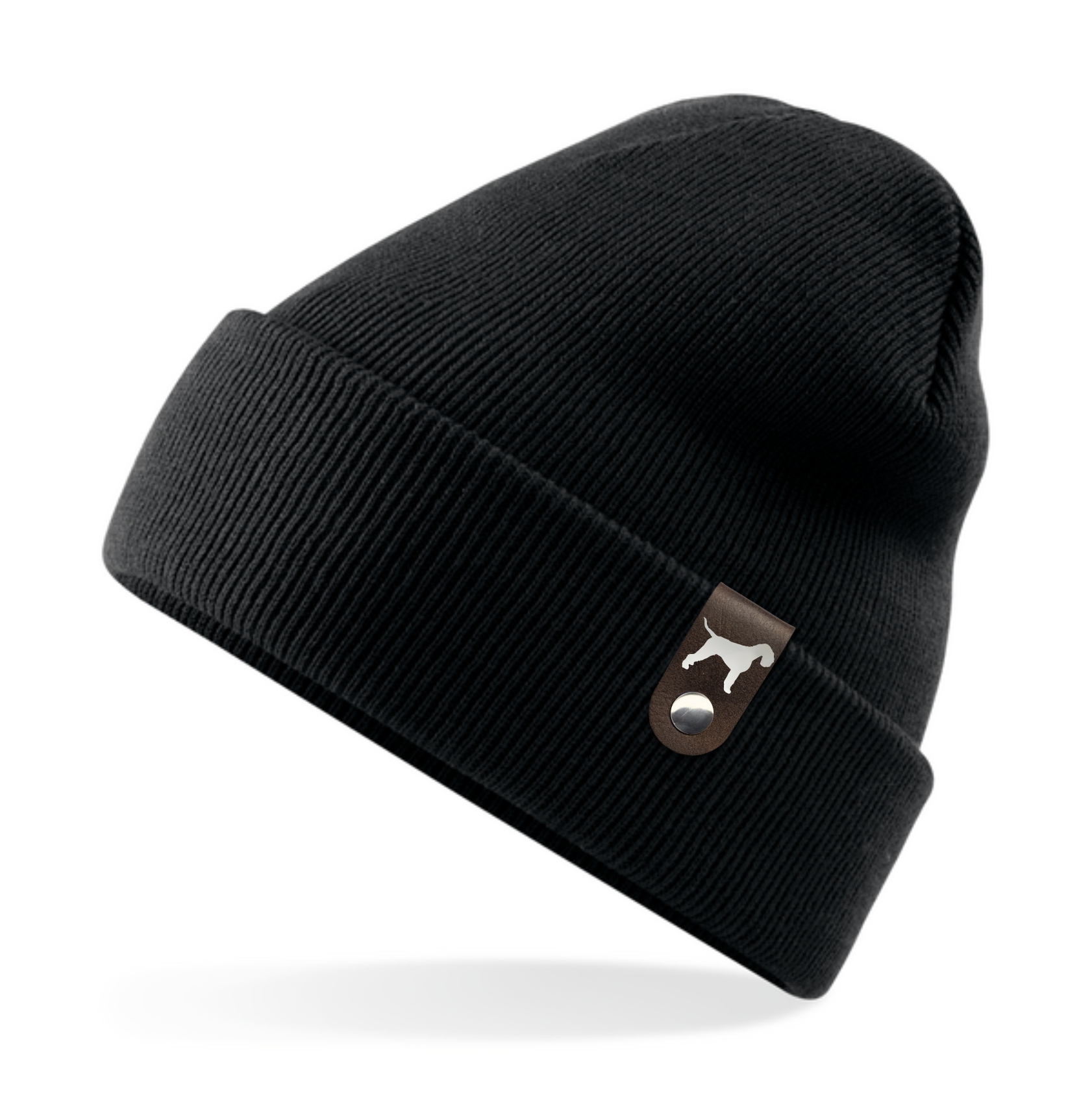 Riesenschnauzer Mütze Patch Leder Gassi Beanie Strickmütze Warm Herren Damen Schnauzer