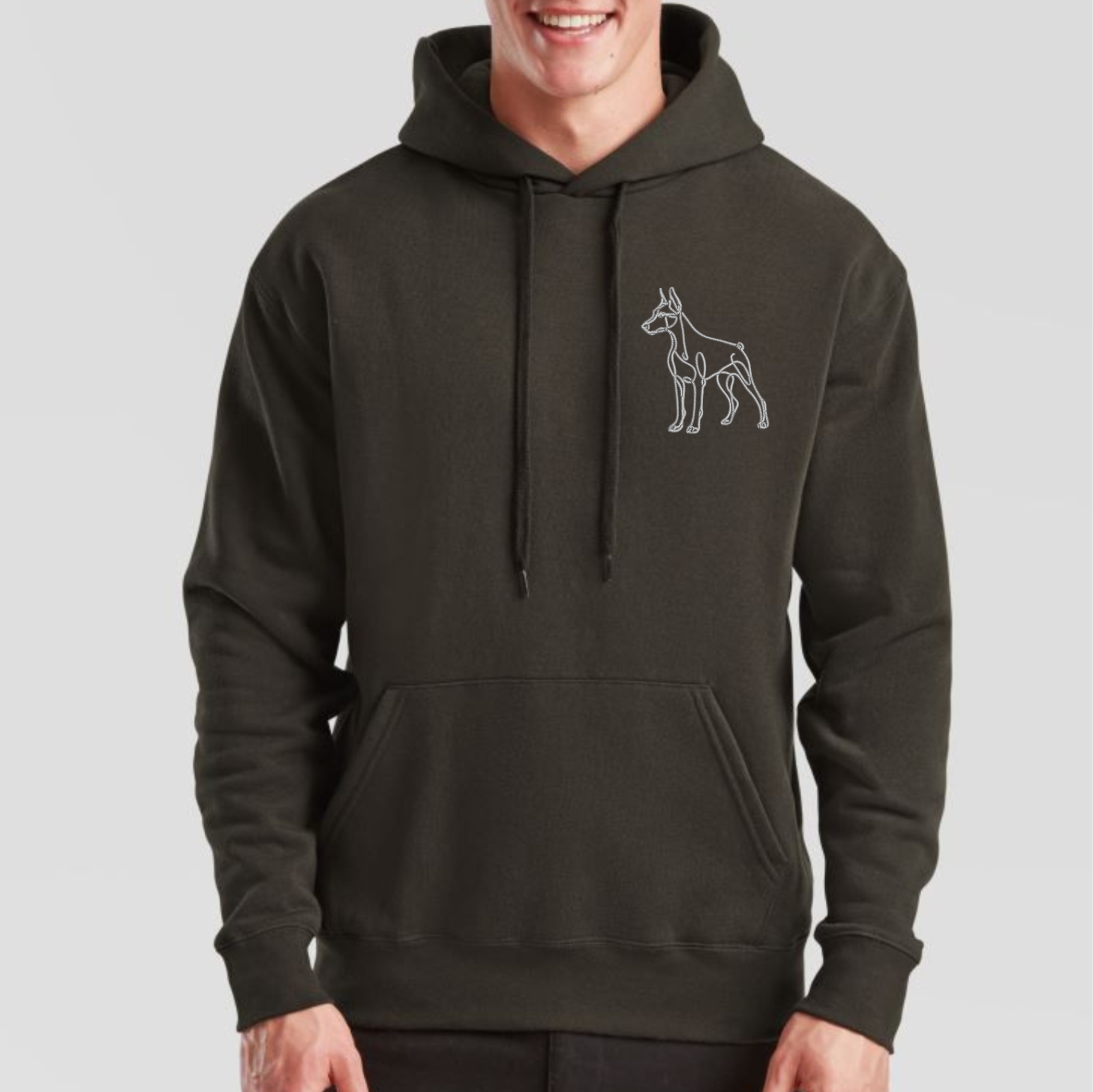 Hoodie Dobermann Dobi gestickt Hund wählbare Stickerei kuschelig Stickerei personalisiert