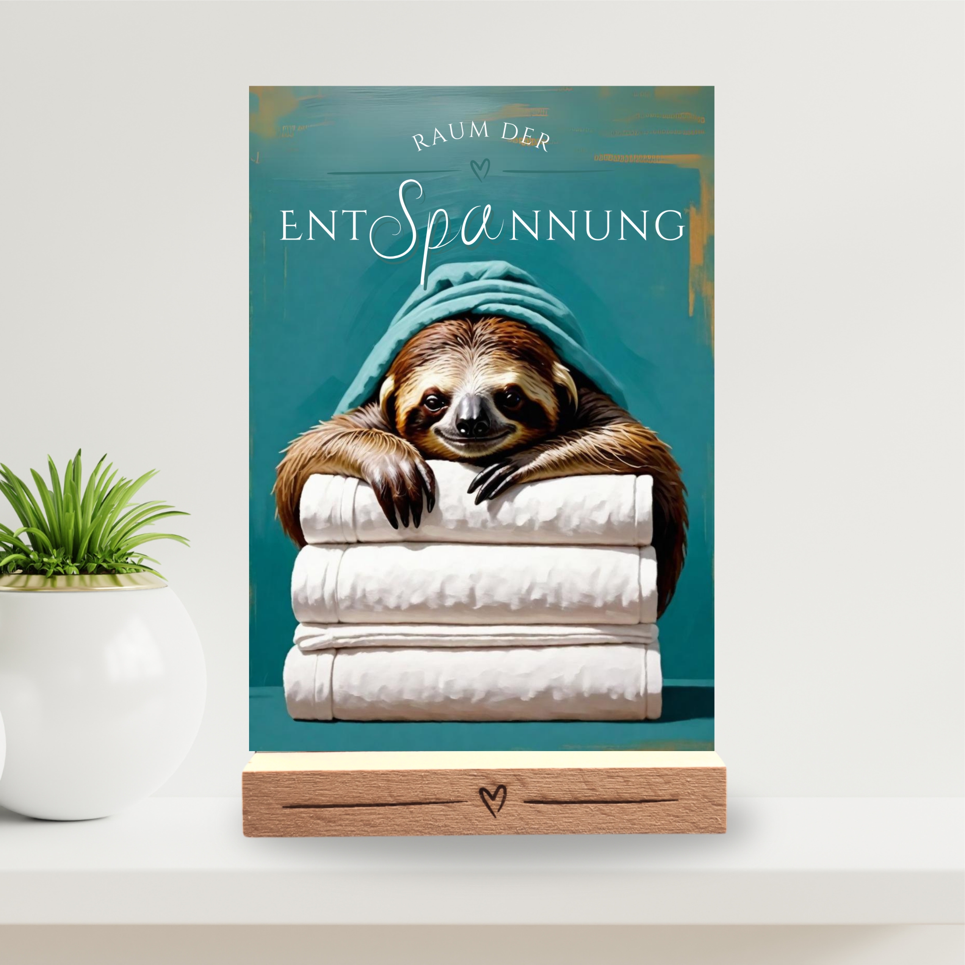 Faultier Schild Wellness Handtuch Entspannung  Schild Spruch