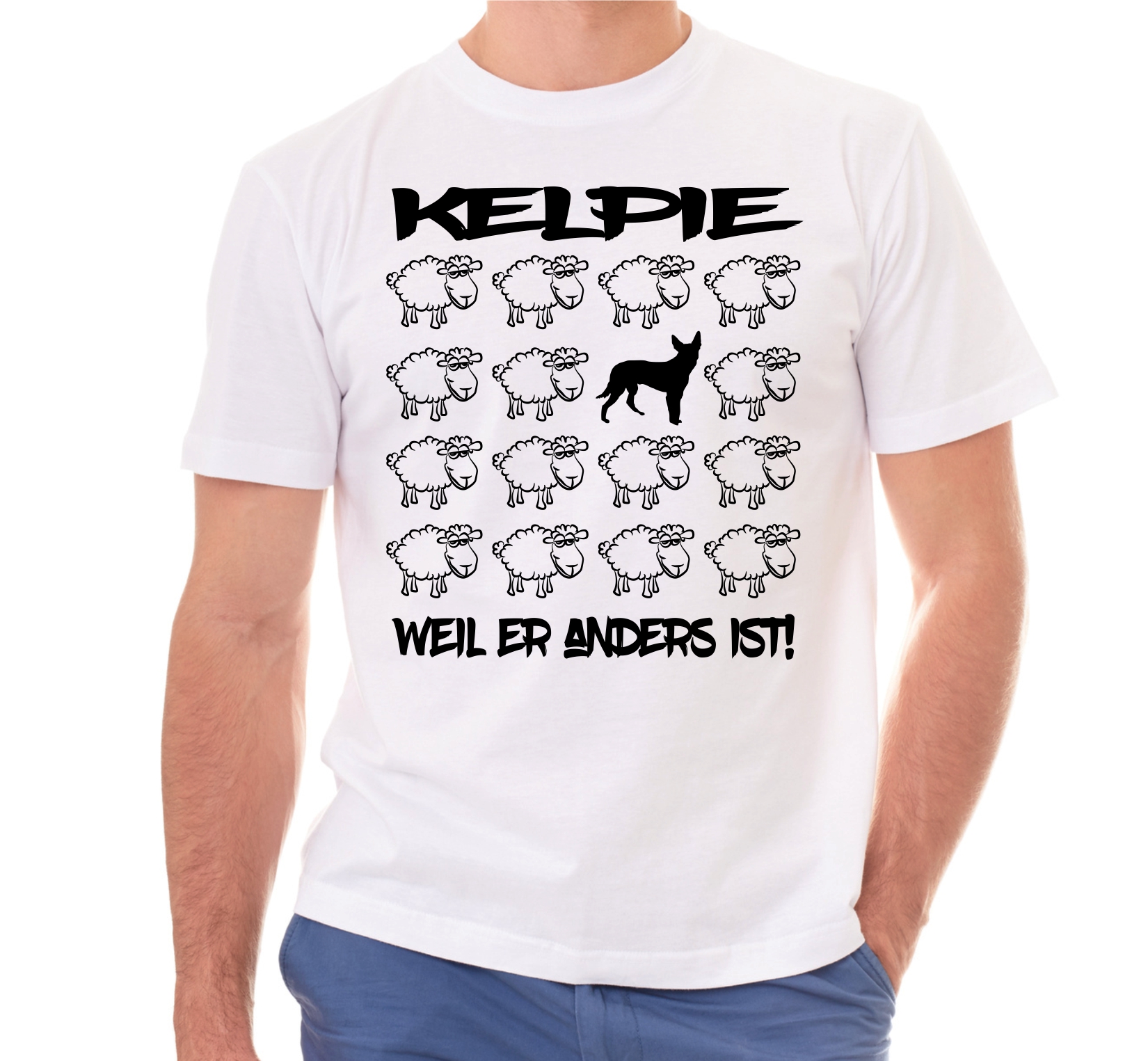 KELPIE UNISEX T-SHIRT BLACK SHEEP by SIVIWONDER