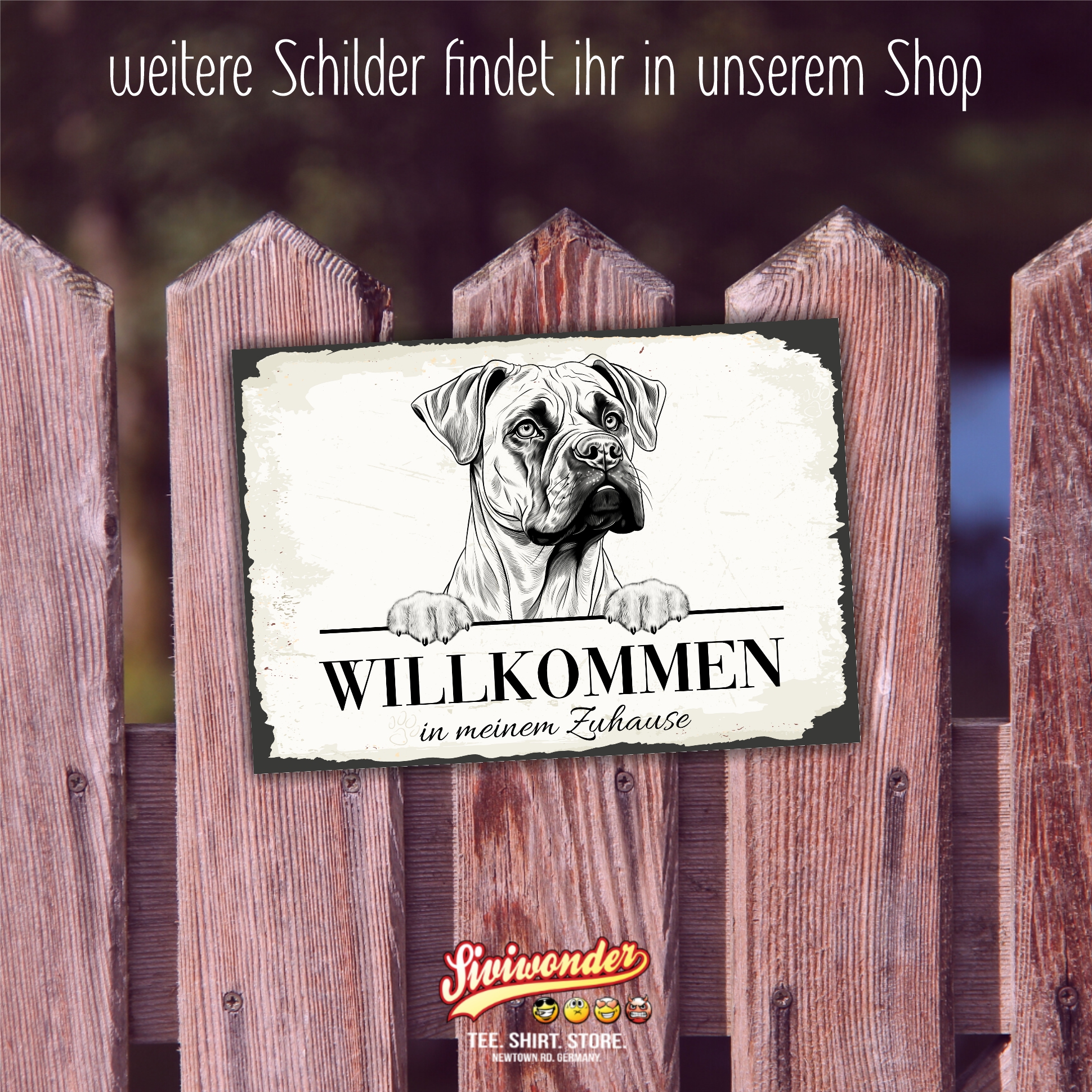Hundeschild Willkommen Zuhause Boxer deutscher Schild