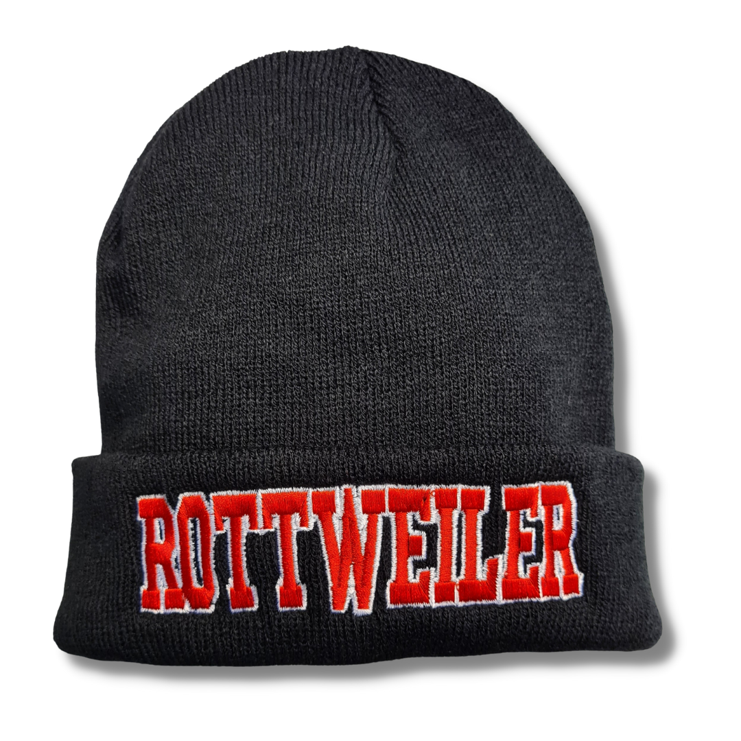 Strickmütze ROTTWEILER Beanie Mütze Stickerei Hund Winter Gassi Warm