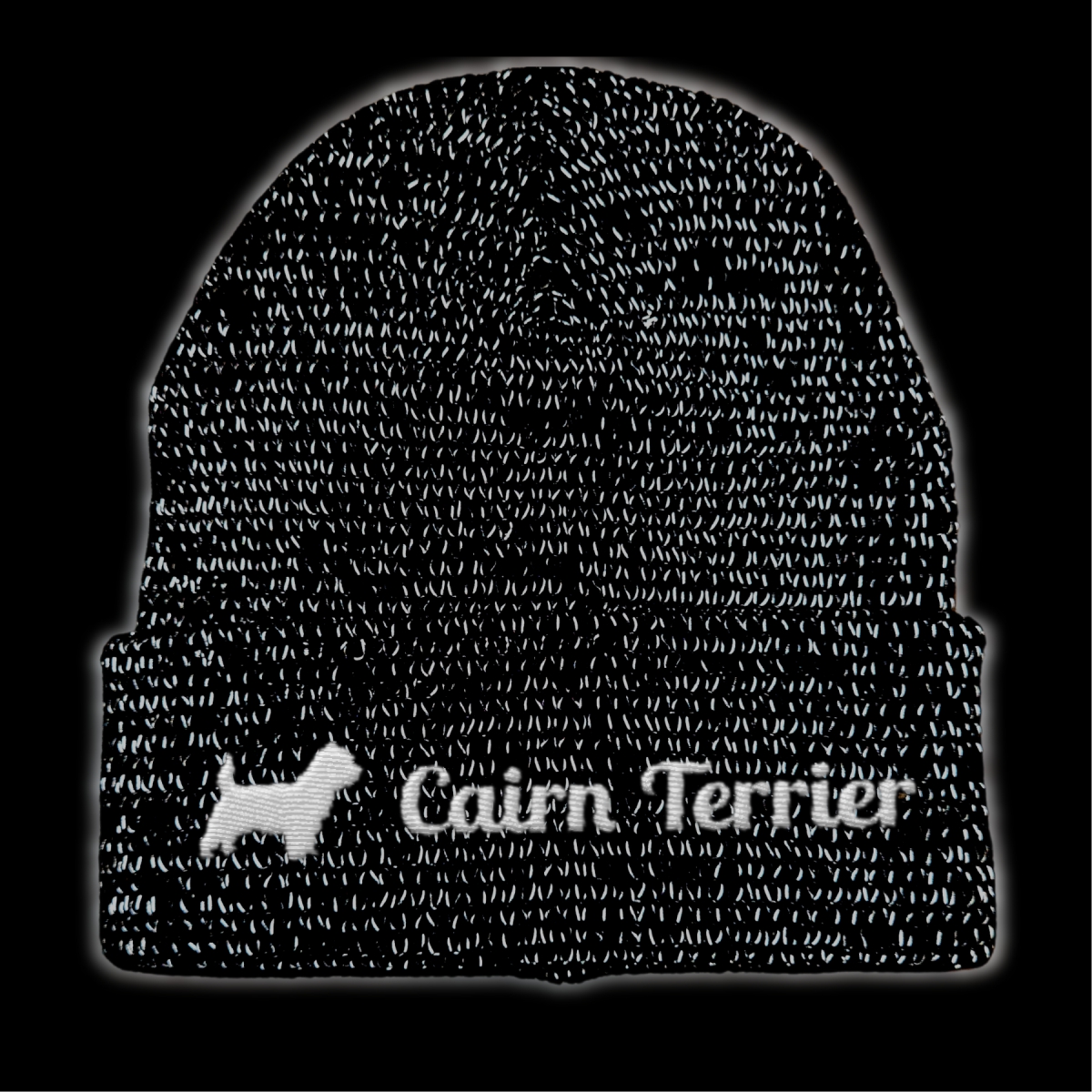 Cairn Terrier reflektierende Mütze Stickerei Hund Winter Strickmütze reflex Beanie warm