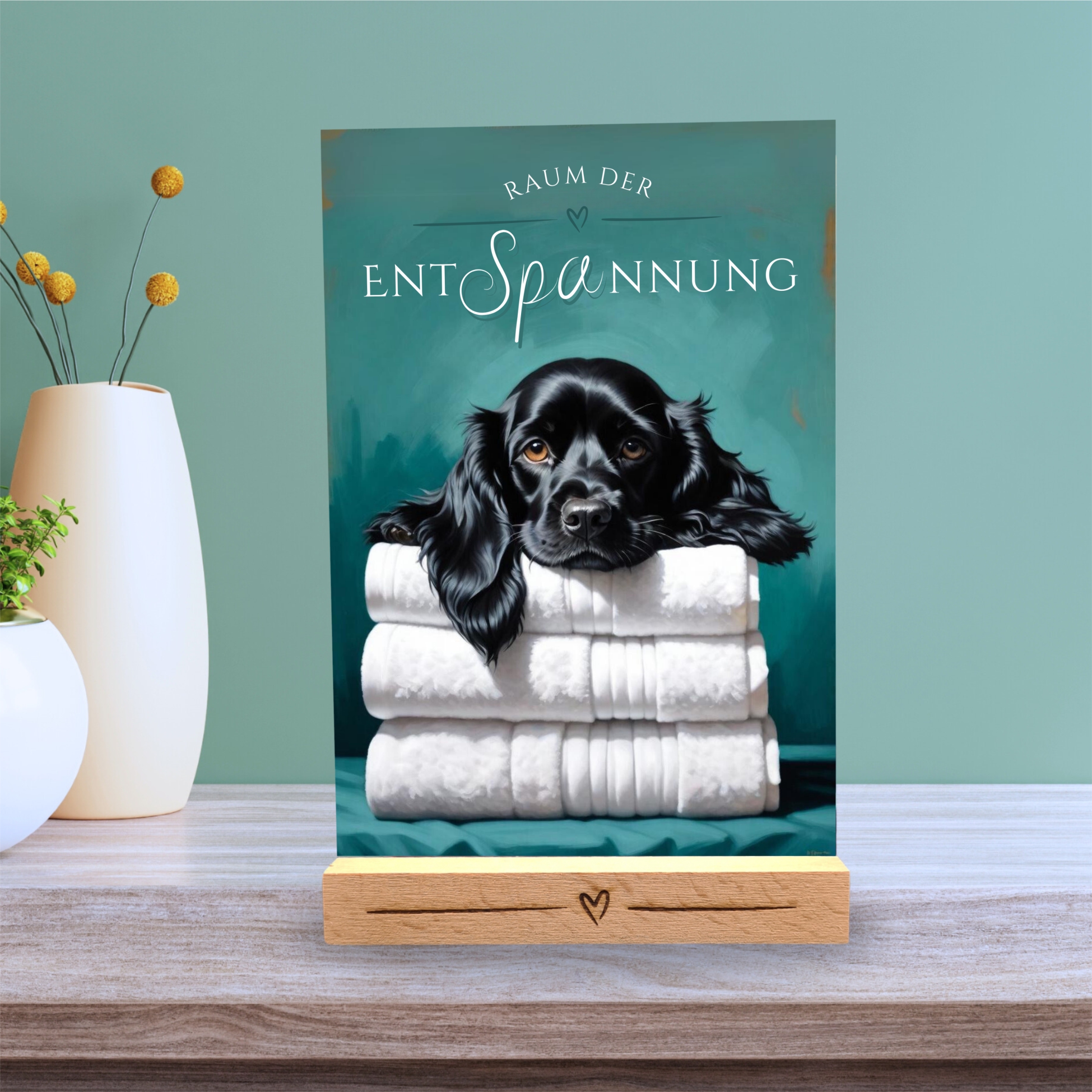 Hundeschild Deko Badezimmer Wellness Cocker Spaniel  Schild Spruch